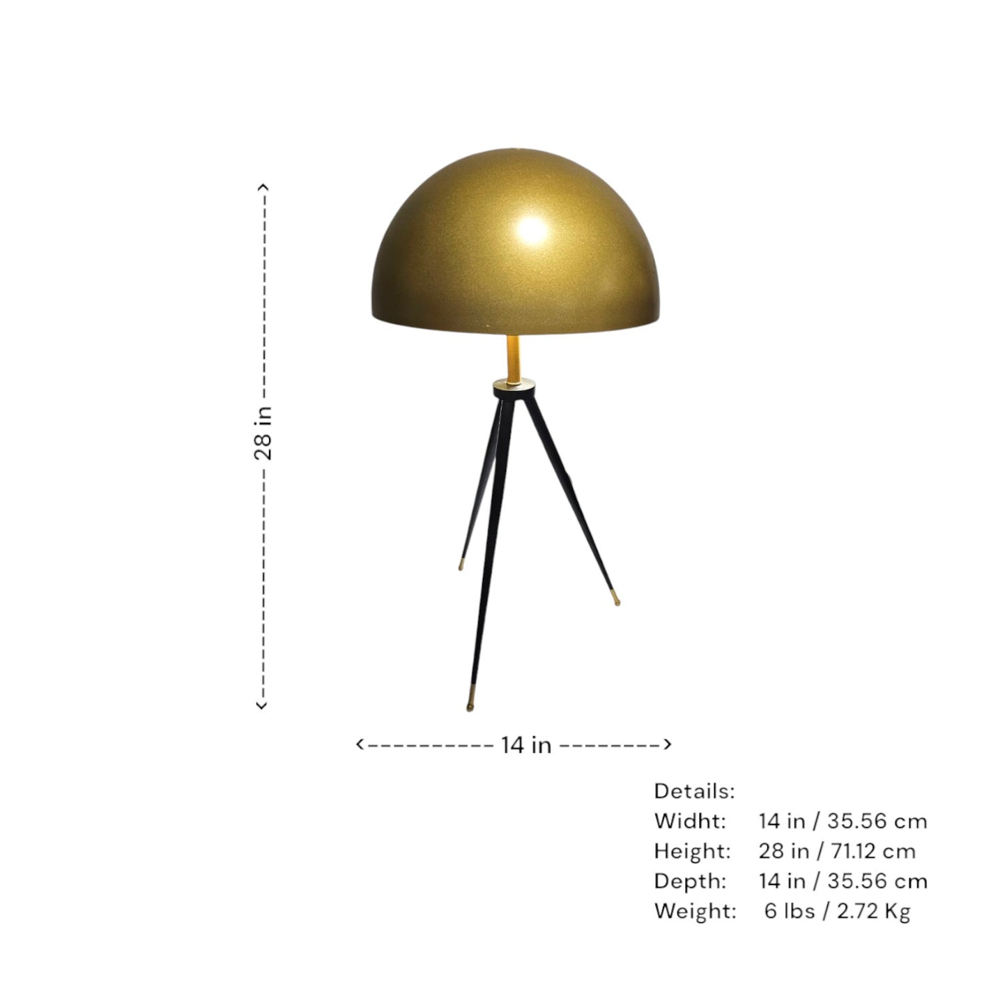 Midcentury tripod lamp, sleek lamp shade with wooden legs.