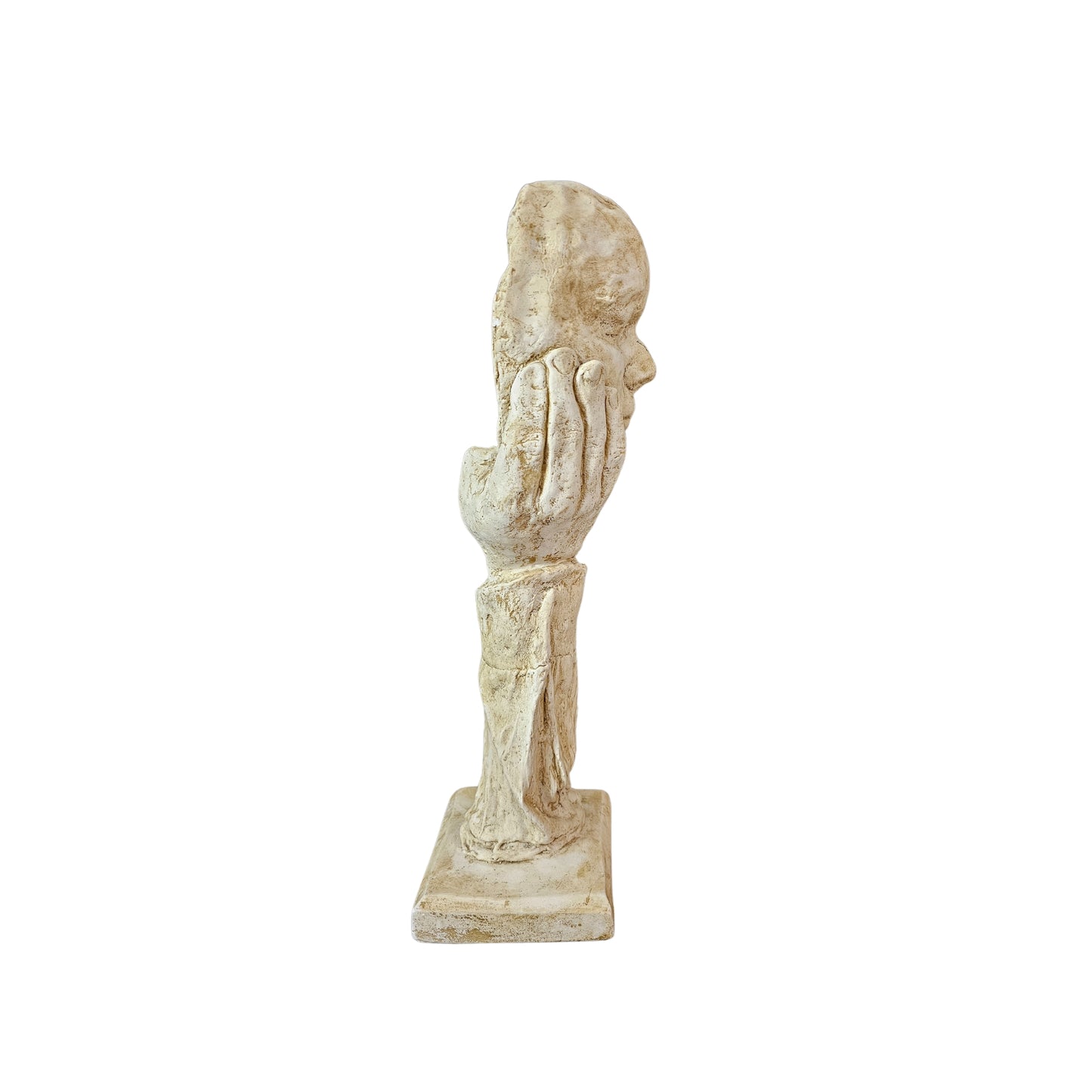 Decorative ceramic sculpture of a "Face Resting in Hands".