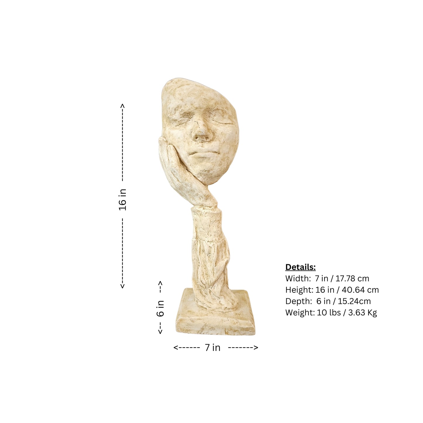 Decorative ceramic sculpture of a "Face Resting in Hands".