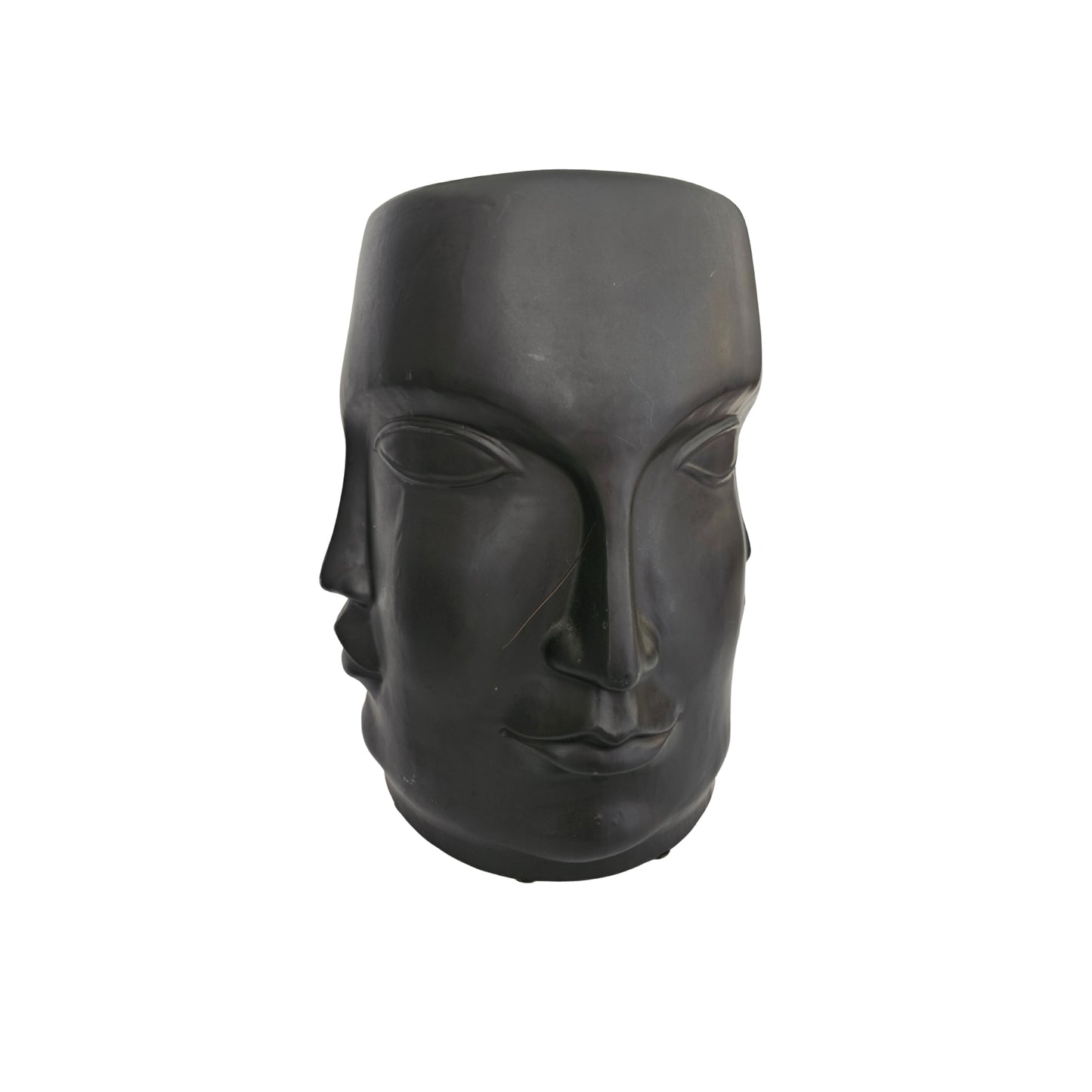Elevate your home decor with our black ceramic mid-century modern Zen stool! Its sleek design and sturdy construction make it a stylish and functional addition to any room. Perfect for adding a touch of Zen to your living space, this stool is sure to impress.
Elegant Modern ceramic stool with 3D face features will make a conversation piece in your living room.