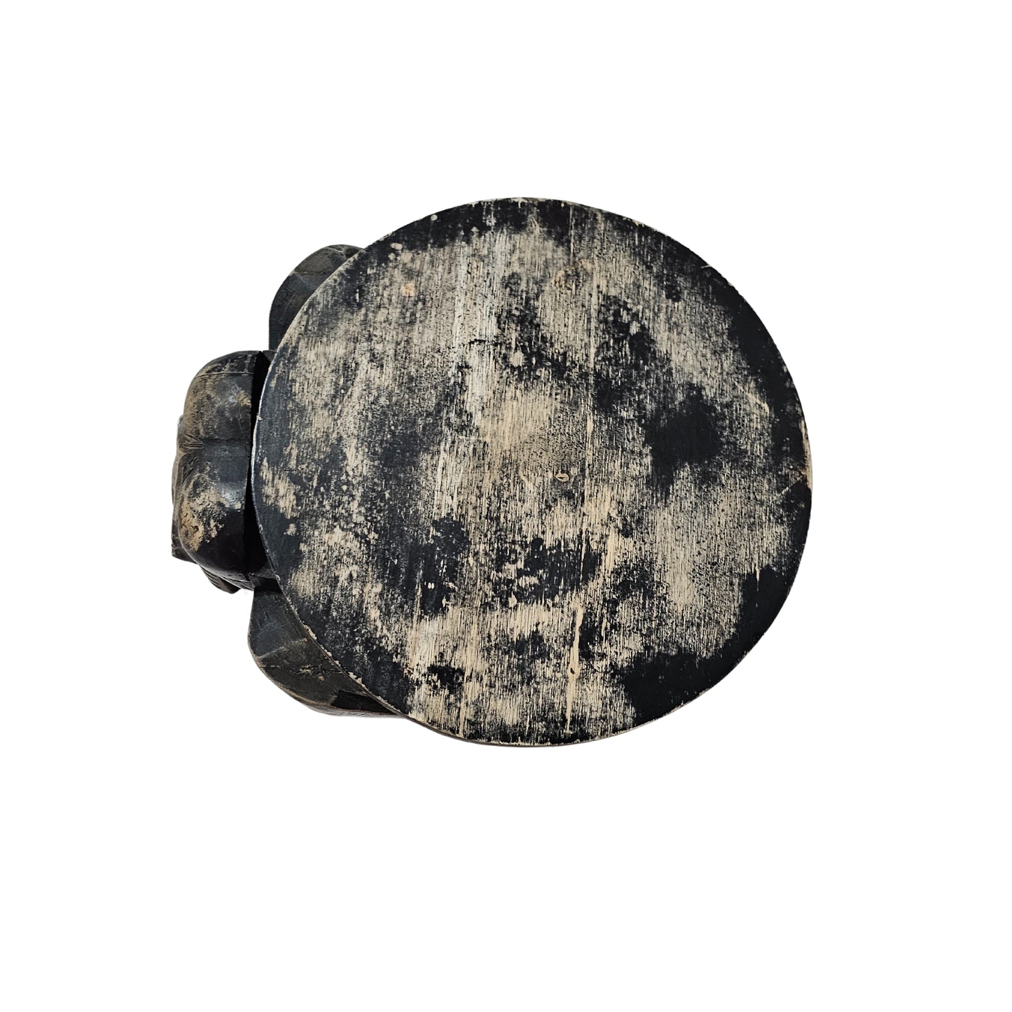 Behold the intricately hand-carved Wood Faded Black Elephant Footstool, complete with a dark brown wash!