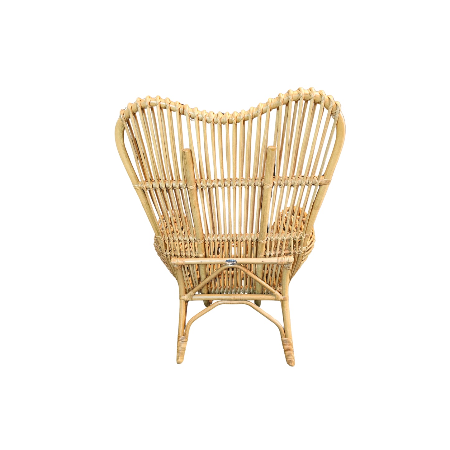 Set of 2 statement round back minimalist style designed chairs. Constructed in rattan to ensure comfort sitting.
