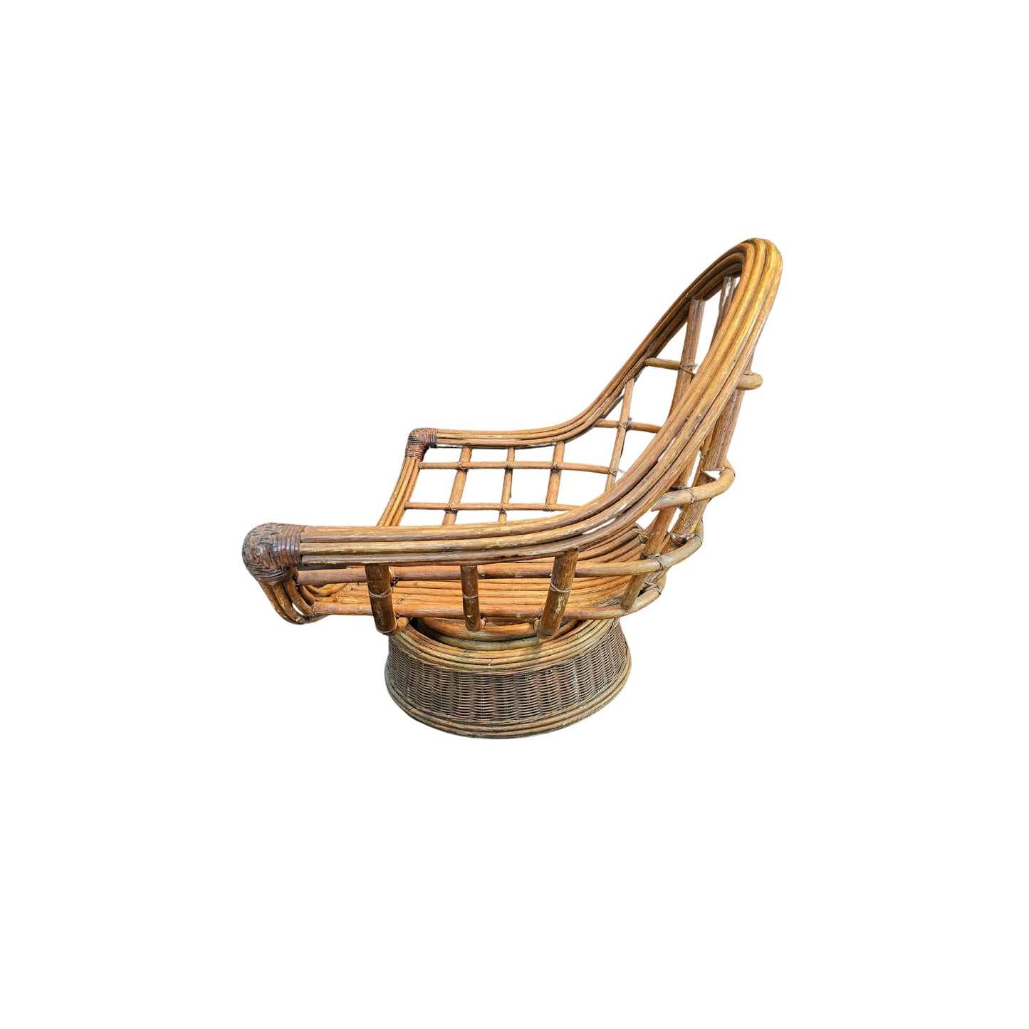 Vintage and very regal, absolutely adored by her former owners, has the patina on the leather intertwined strips that finish the armrests.