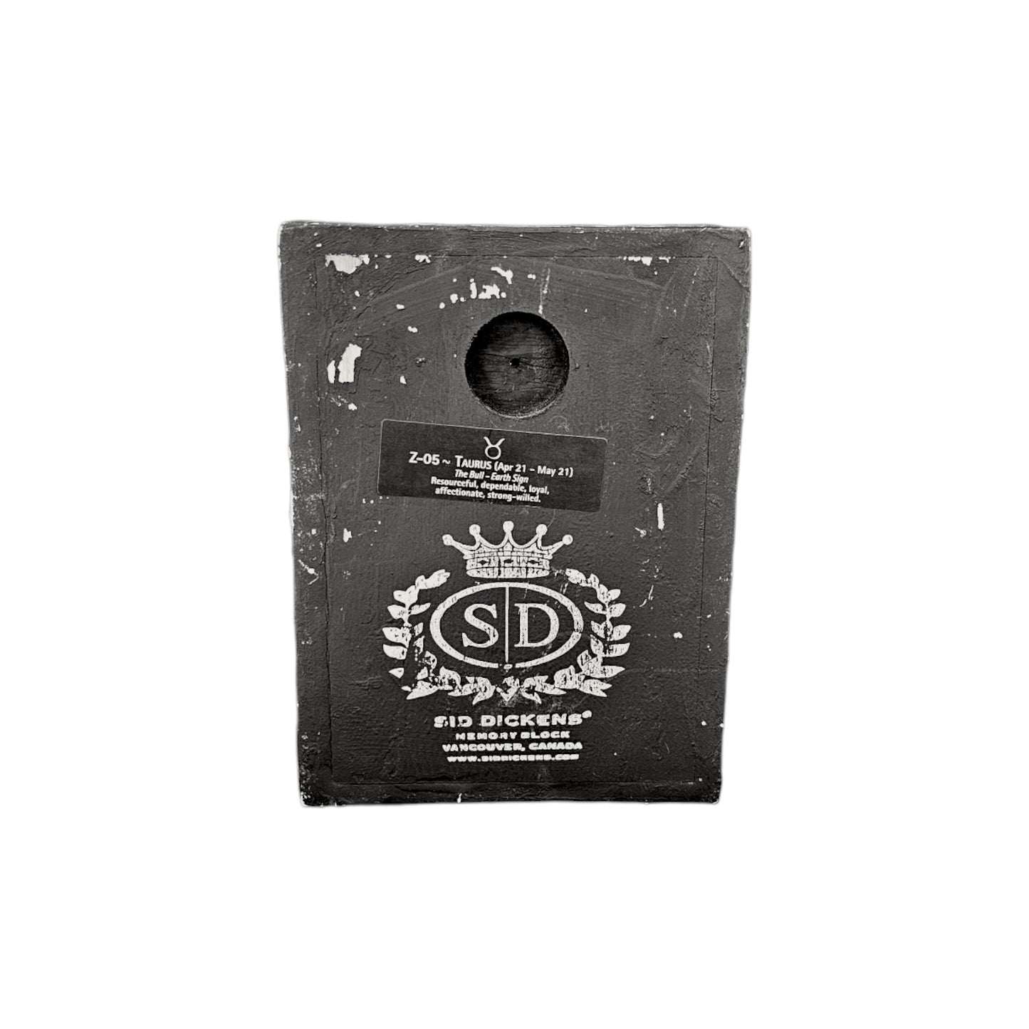 This Sid Dickens memory block is dedicated to the steadfast and determined Taurus (Z-05).