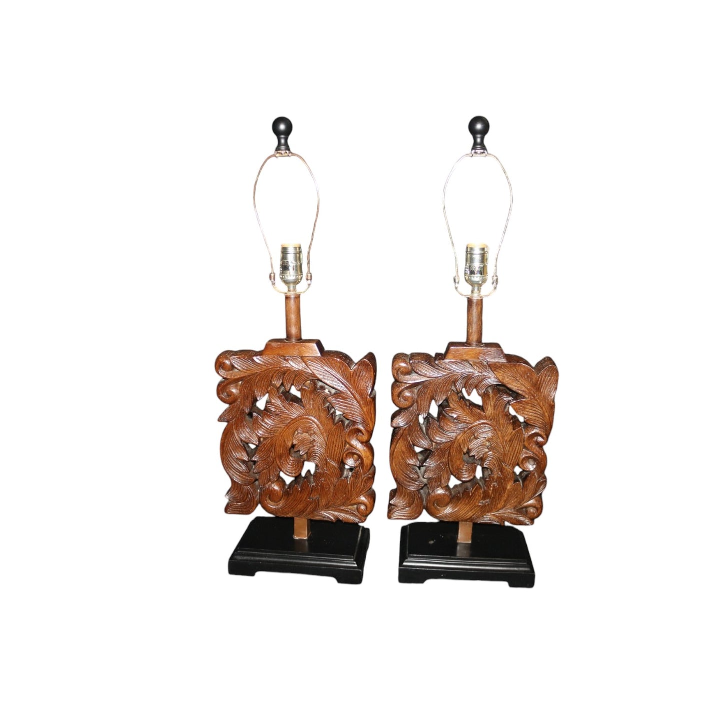 Get ready to add some leafy flair to your space with these two elegant wood carved lamps - they're sure to leaf you feeling stylish and playful!
