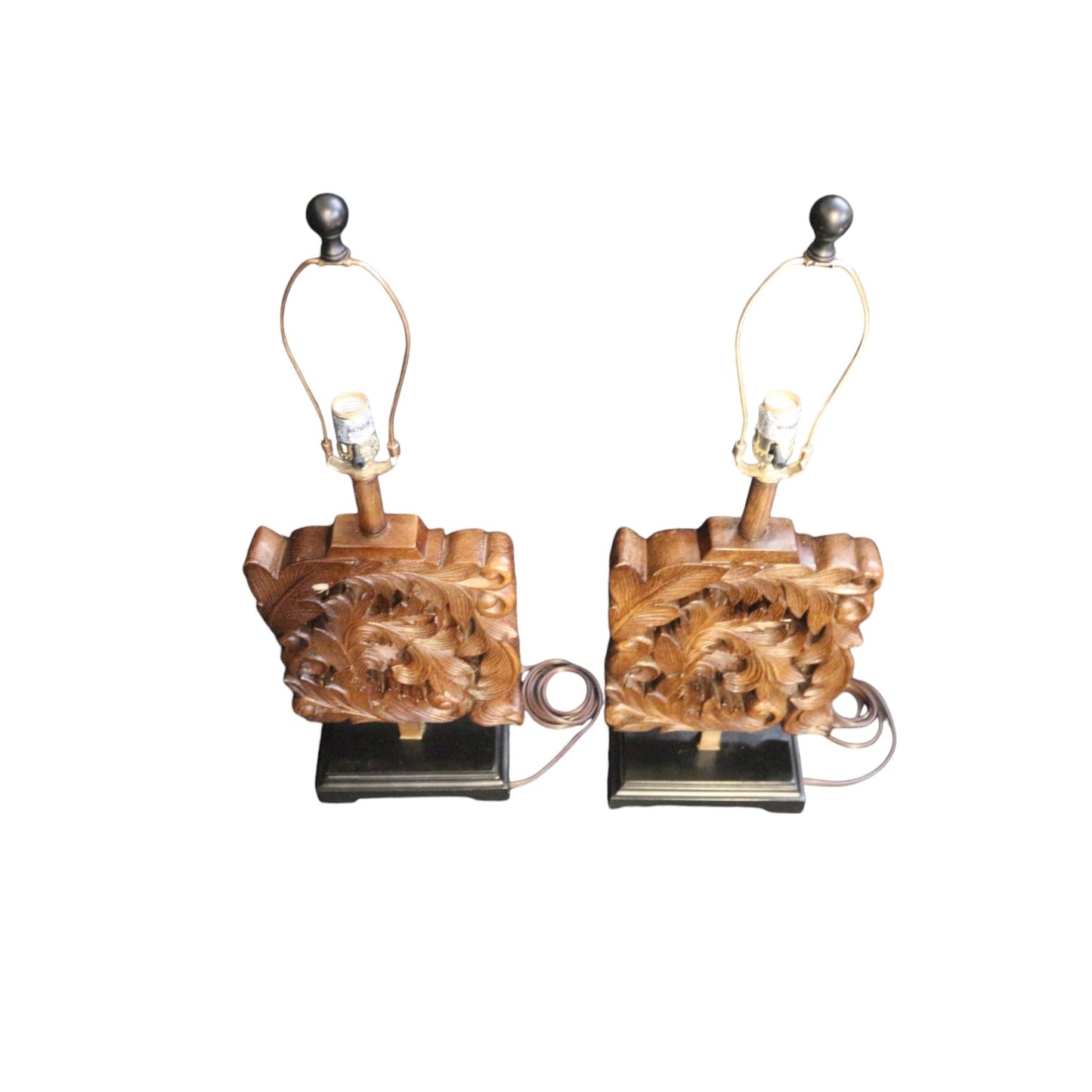 Get ready to add some leafy flair to your space with these two elegant wood carved lamps - they're sure to leaf you feeling stylish and playful!