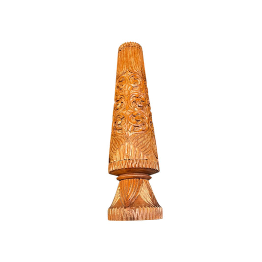 Carved wooden vase on a white background