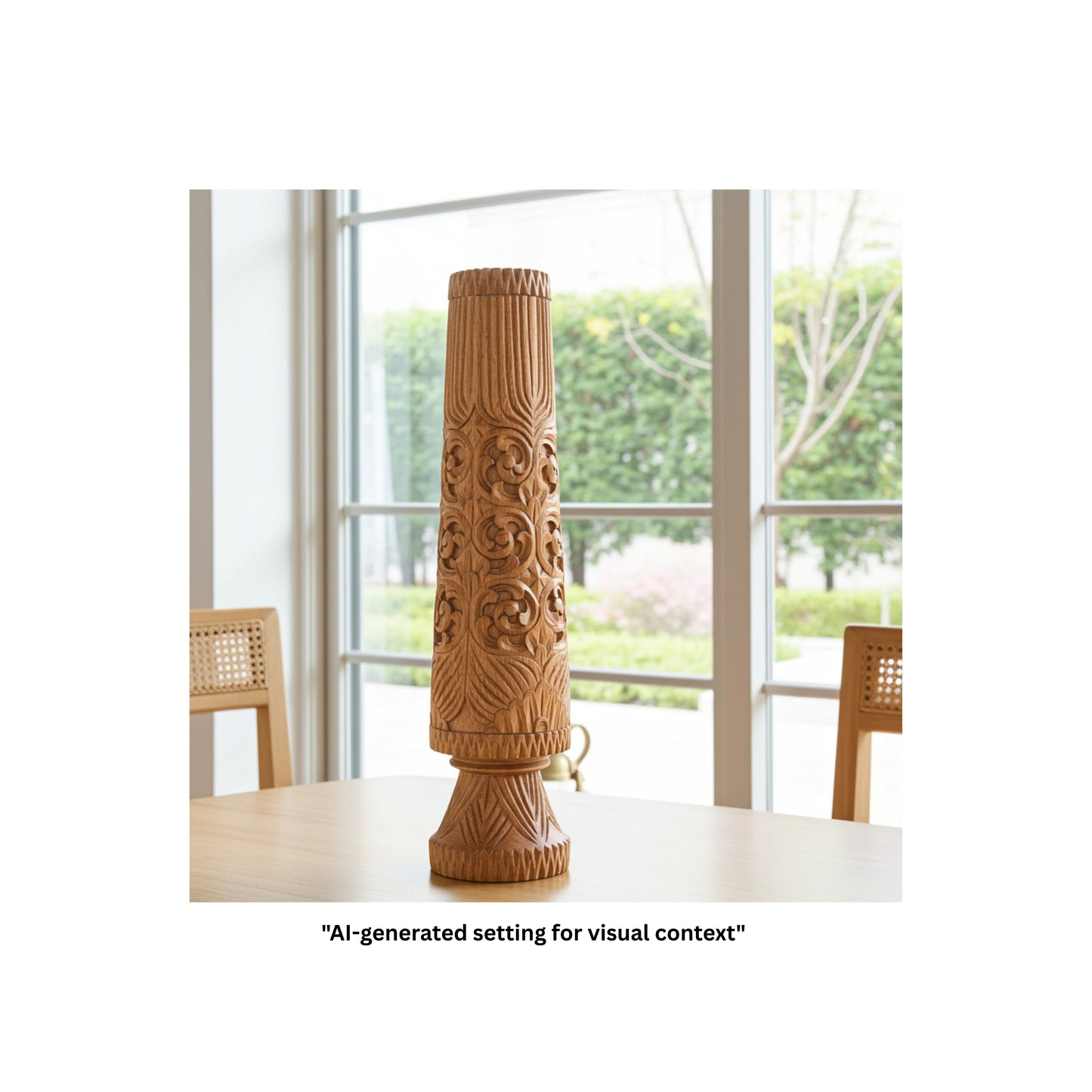 Decorative vase on a table with a blurred background