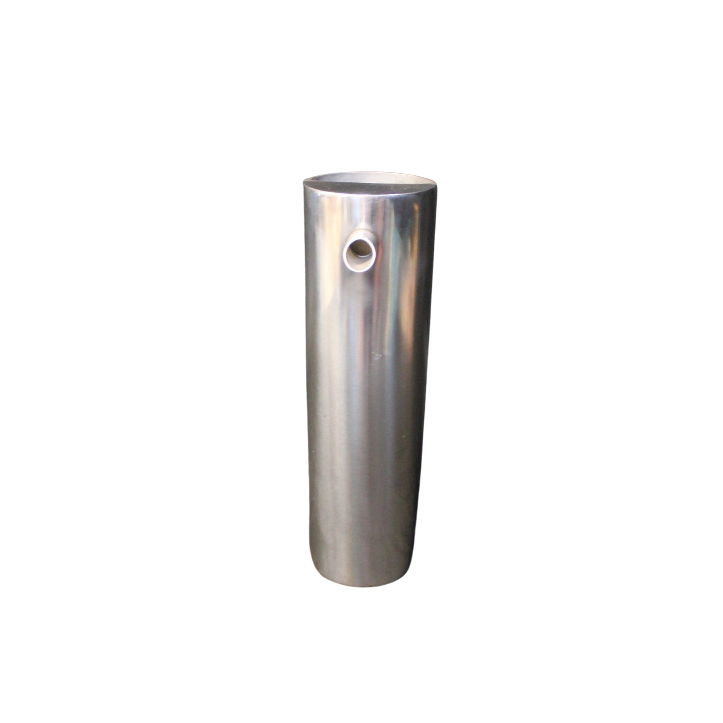 Attention all collectors and design enthusiasts! Introducing our sleek and rare water pitcher, with a modern Industrial design and impressive size. This tall and shiny stainless-steel cylinder holds 60 ounces of refreshing tap or bottled water, featuring a convenient "C" handle and angled spout for a stylish pour. Get yours today before it's gone!