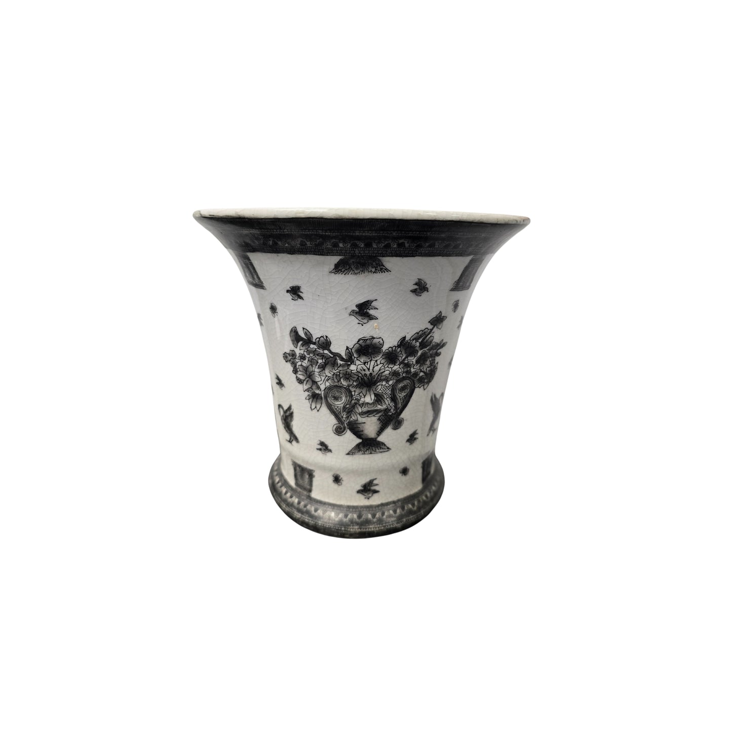 Indulge in the elegant and timeless beauty of this Asian antique chinoiserie vase, imported with care from the Far East. Let your senses be captivated by the intricate floral design and exquisite craftsmanship of this unique piece. Enhance your home decor with a touch of history and culture while adding a touch of Eastern mystique to any room. Don't miss the opportunity to own this one-of-a-kind treasure!