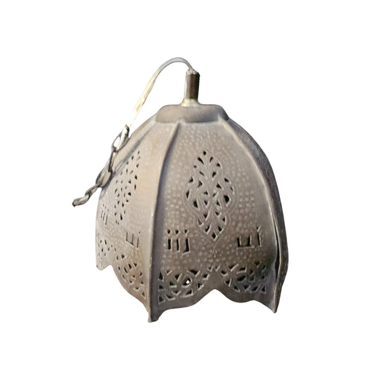 Bronze pendant lamp with Moroccan design on a white background