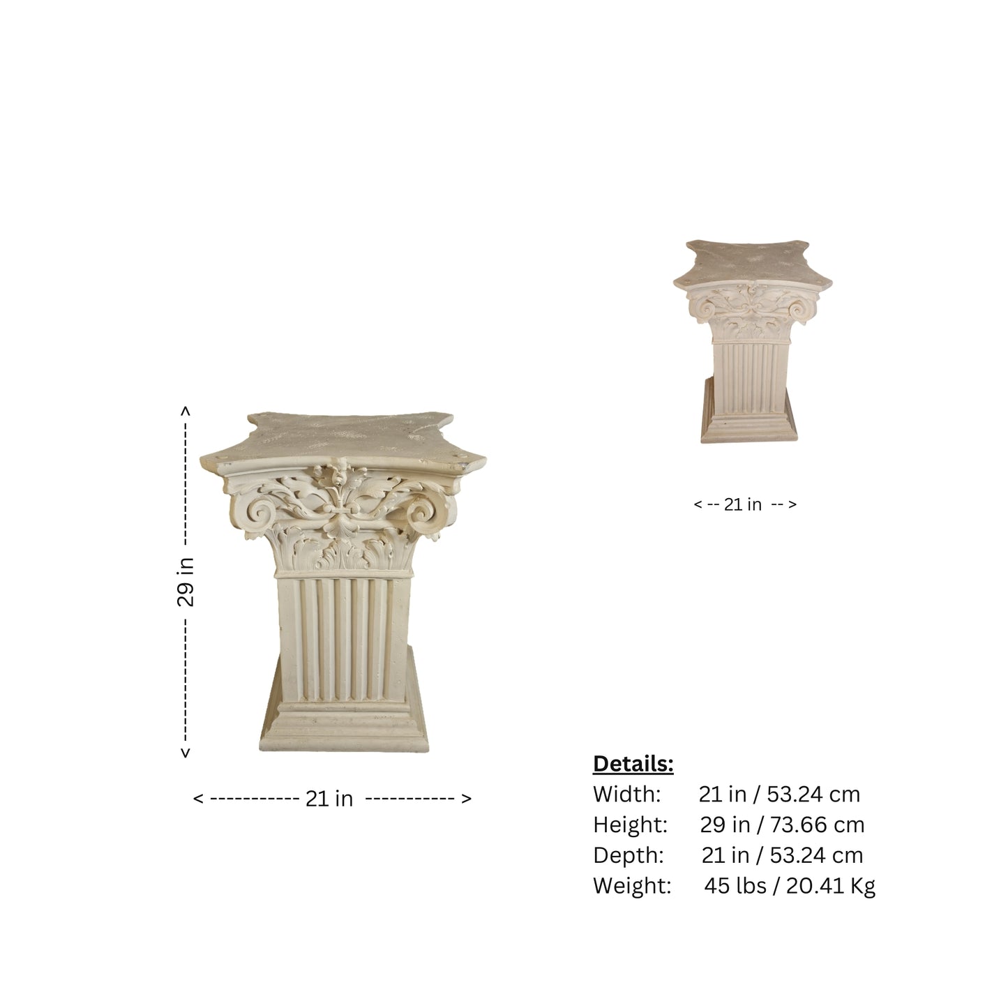 Add a touch of elegance to your indoor or outdoor space with our Roman Style Pedestal! Made of durable materials, this pedestal will elevate your plants and add a classic look to your space. With its intricate Roman-style design, it's a perfect statement piece for any enthusiast.