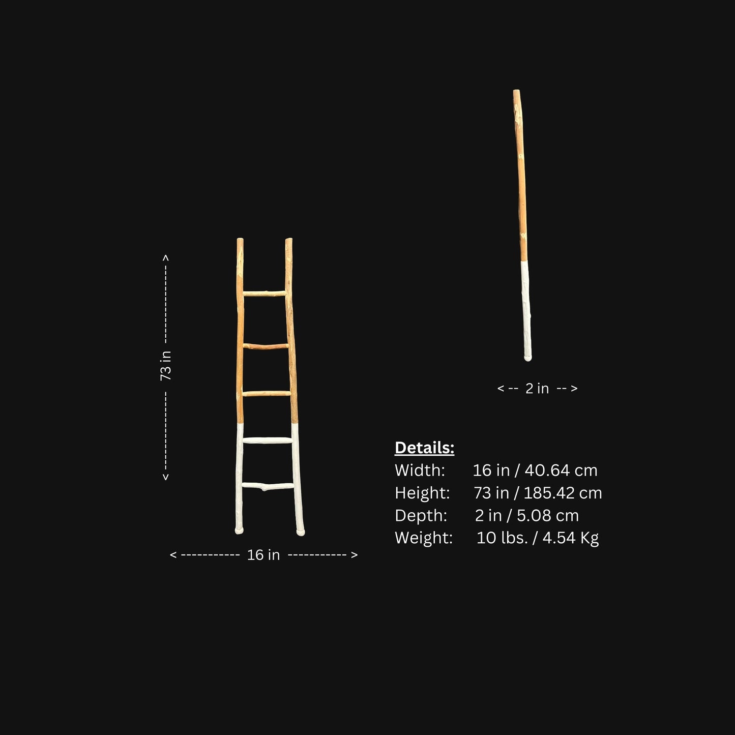 Transform your space into a beautifully organized and stylish oasis with this stunning white paint-dipped ladder.