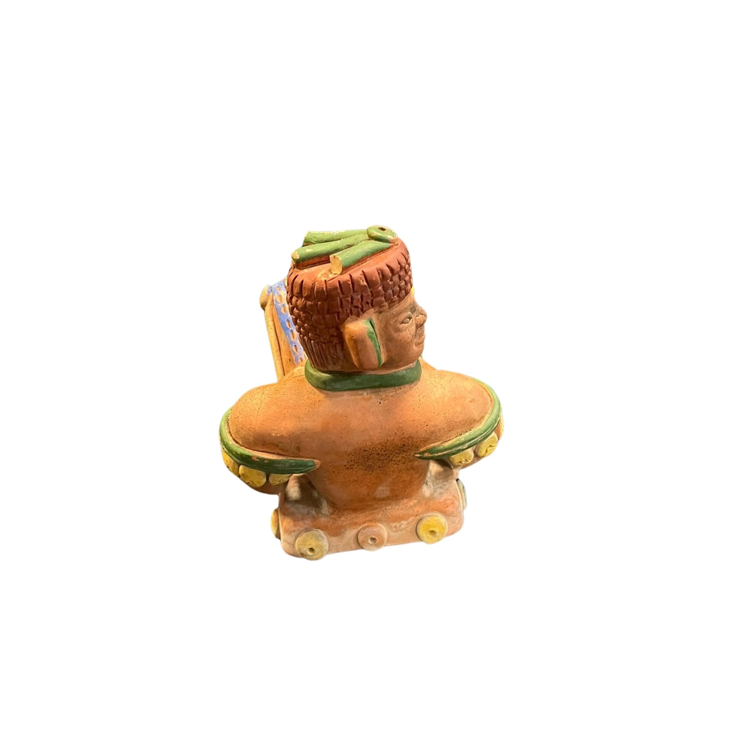 Experience the rich and vibrant culture of Mesoamerica through this stunning terracotta sculpture. Each piece is handcrafted by skilled indigenous artisans, representing centuries of tradition and cultural heritage. Add a touch of history and art to your home with these unique and beautifully crafted sculpture. Don't miss out on the opportunity to own a piece of history and support indigenous communities.