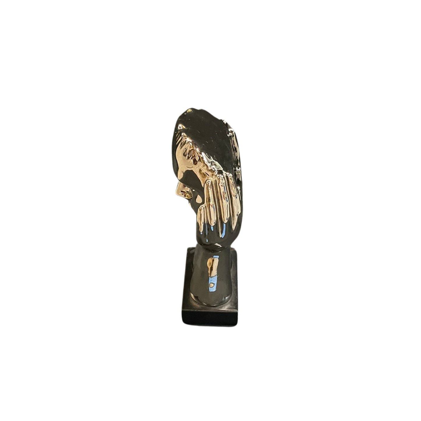 Transform your space with this striking, handcrafted ceramic sculpture. Perfect for adding a modern touch to any room, its intricate design and sleek chrome finish will captivate and inspire. Don't settle for ordinary decor - make a statement with this one-of-a-kind masterpiece.