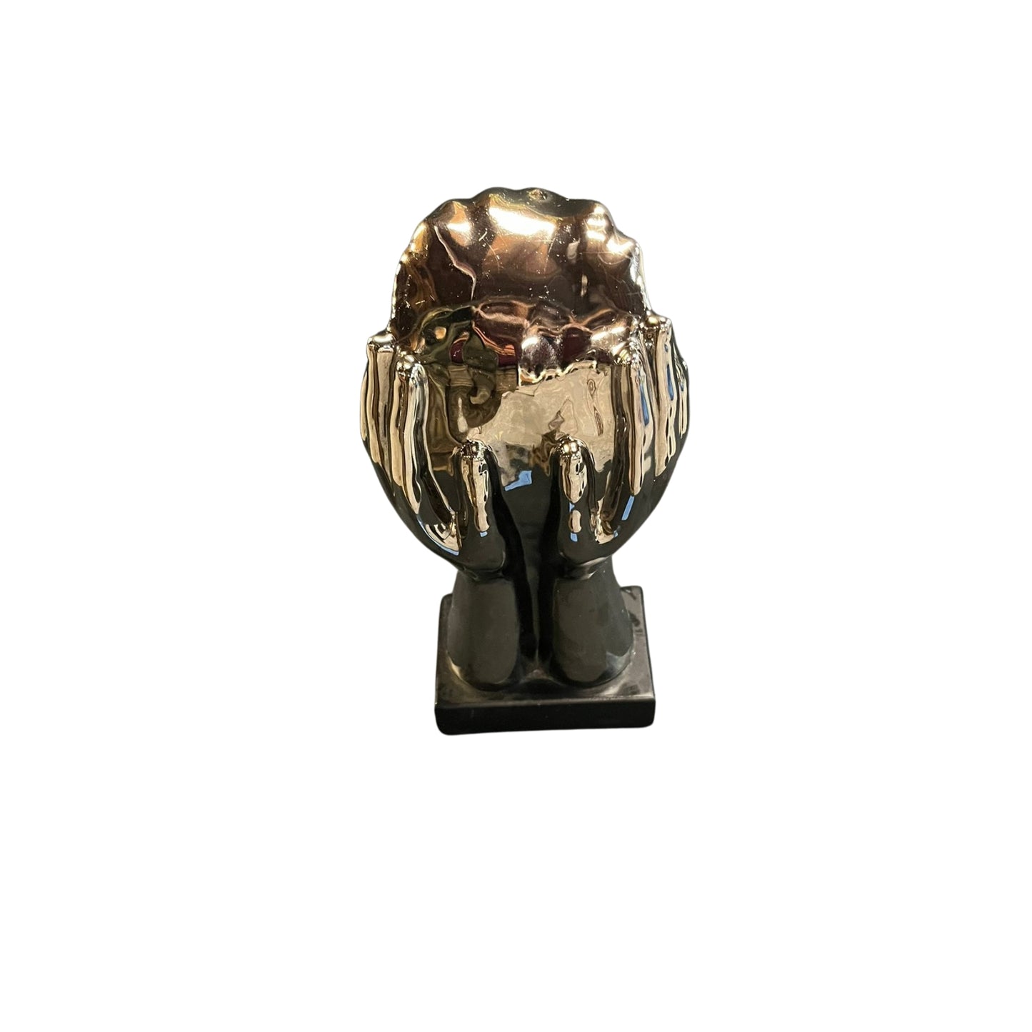 Transform your space with this striking, handcrafted ceramic sculpture. Perfect for adding a modern touch to any room, its intricate design and sleek chrome finish will captivate and inspire. Don't settle for ordinary decor - make a statement with this one-of-a-kind masterpiece.