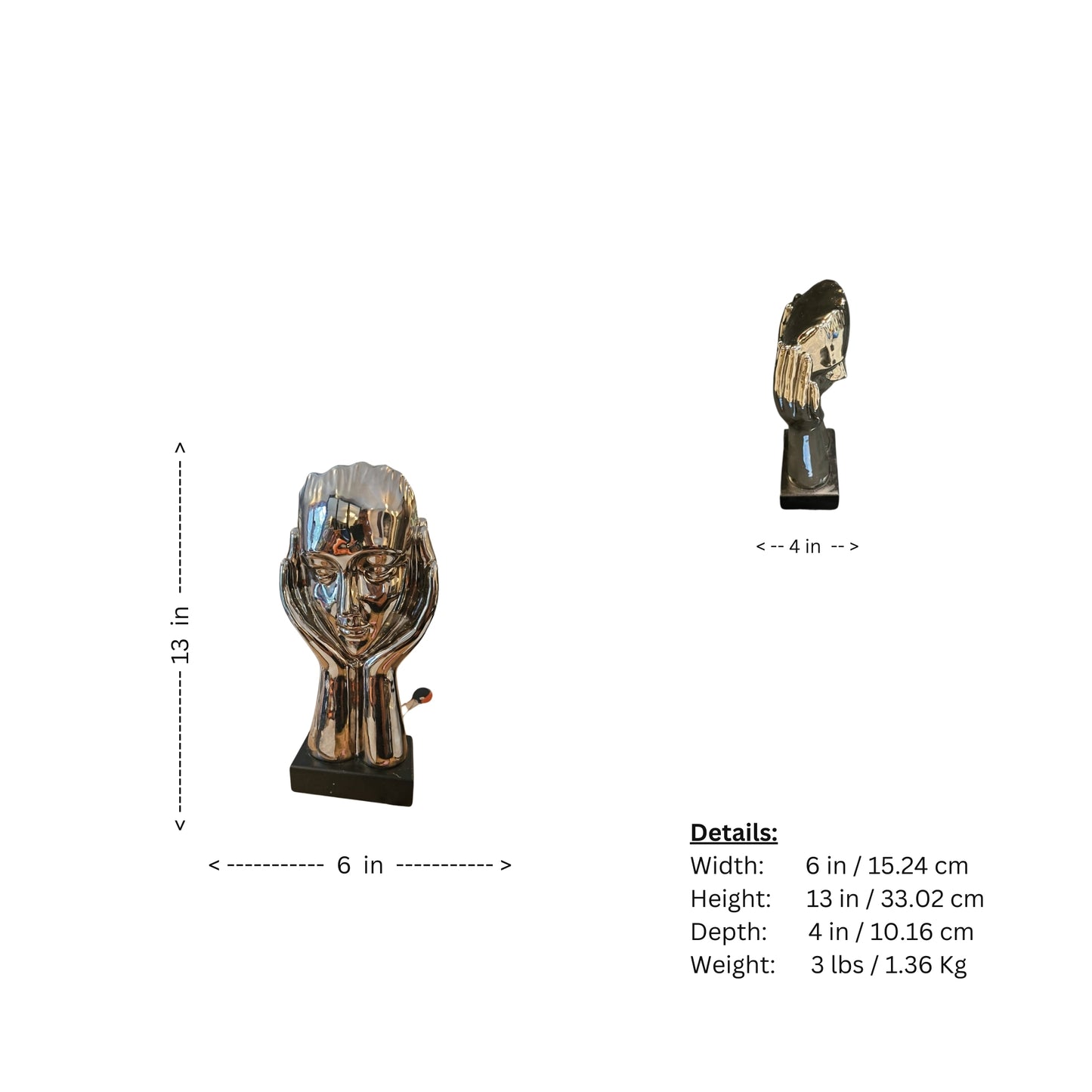 Transform your space with this striking, handcrafted ceramic sculpture. Perfect for adding a modern touch to any room, its intricate design and sleek chrome finish will captivate and inspire. Don't settle for ordinary decor - make a statement with this one-of-a-kind masterpiece.