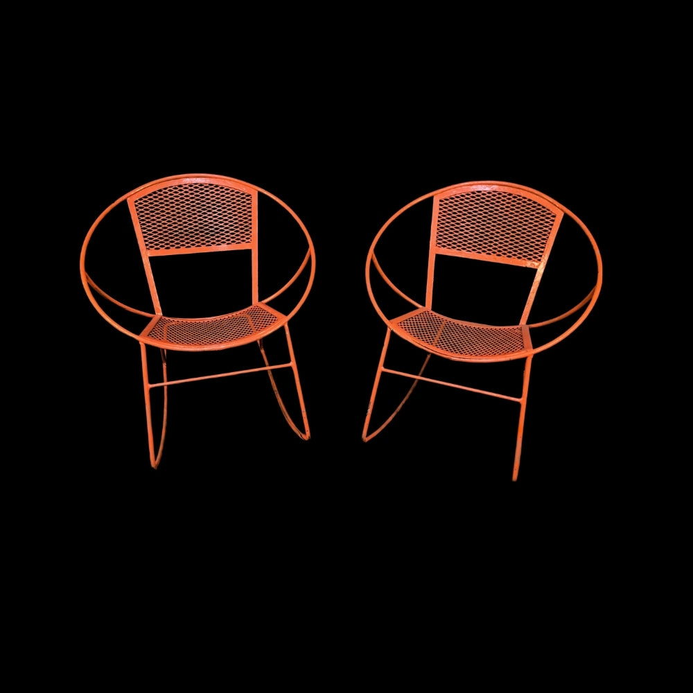 1960s Mid Century Modern Orange Rocking Chairs, Attributed - Set of 2