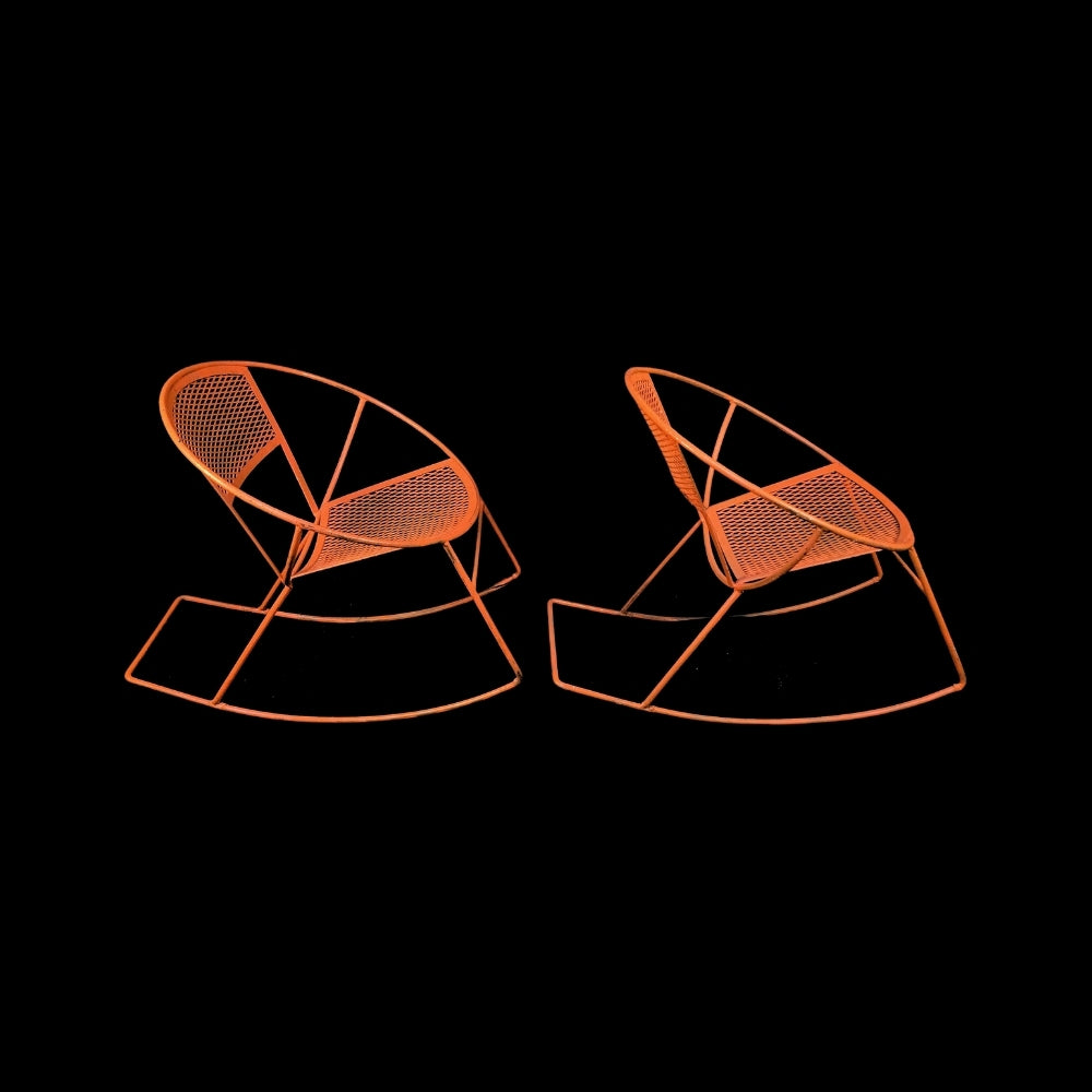 1960s Mid Century Modern Orange Rocking Chairs, Attributed - Set of 2