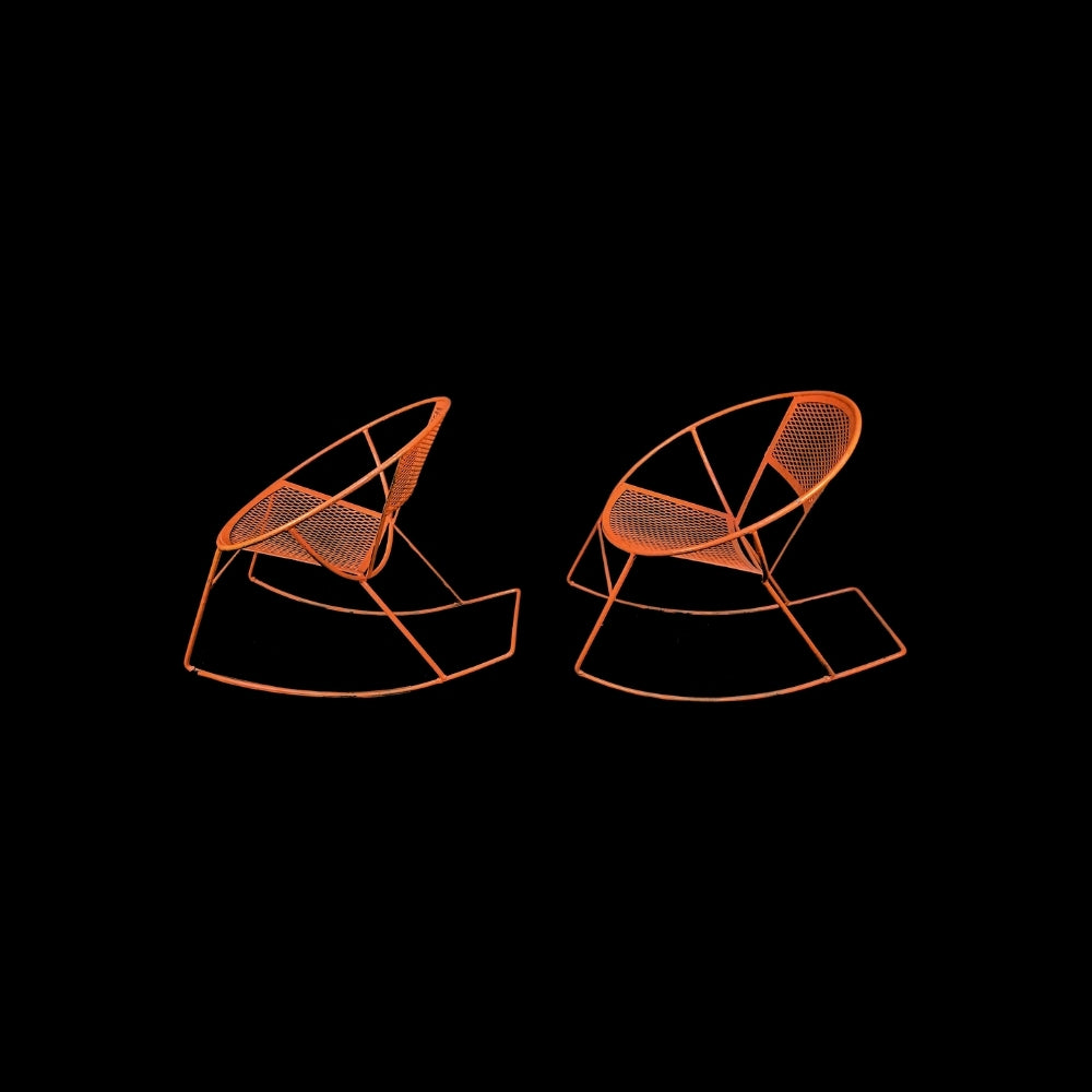 1960s Mid Century Modern Orange Rocking Chairs, Attributed - Set of 2