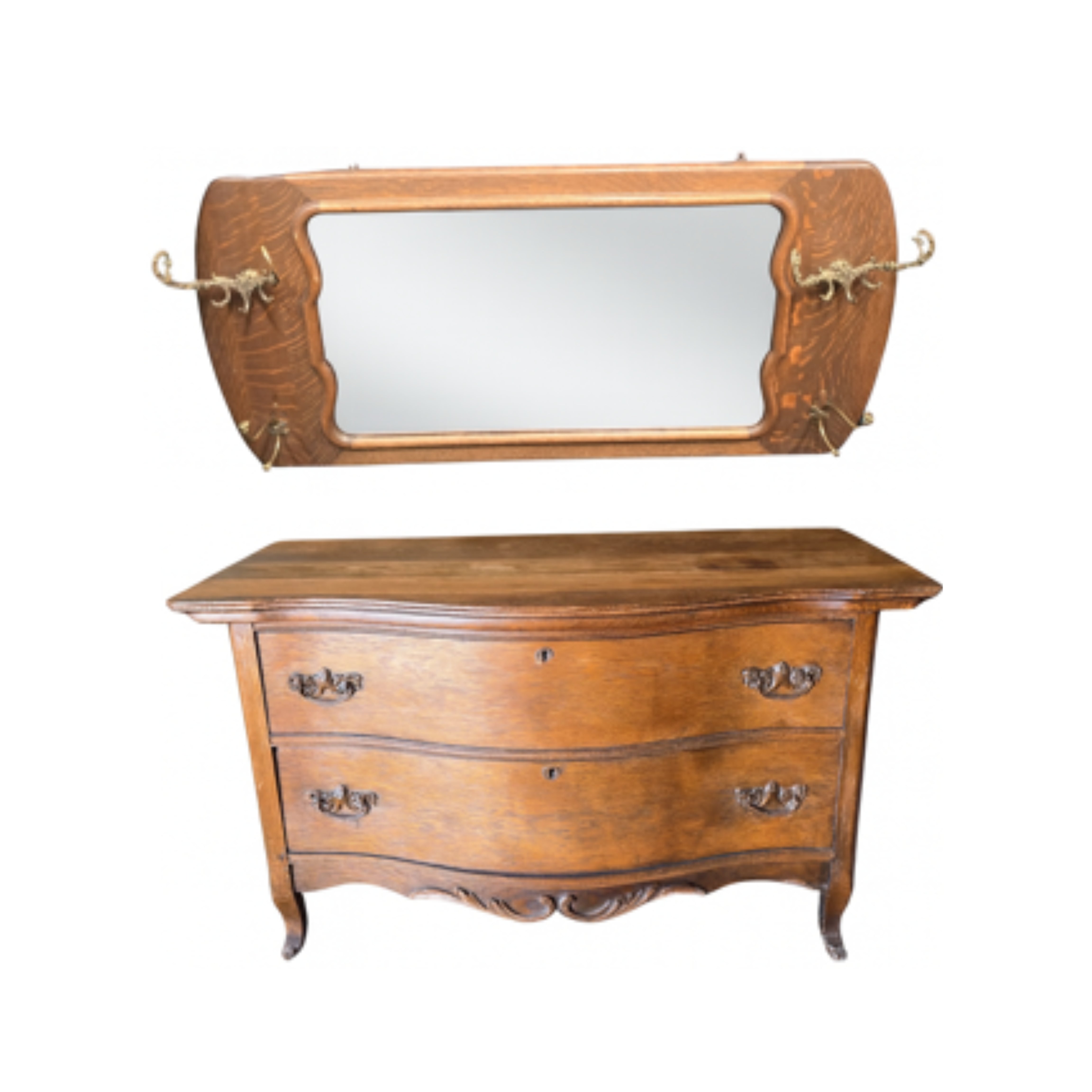 Antique Set Mirror and Two Drawer Dresser 19th Century – Bártulos LLC