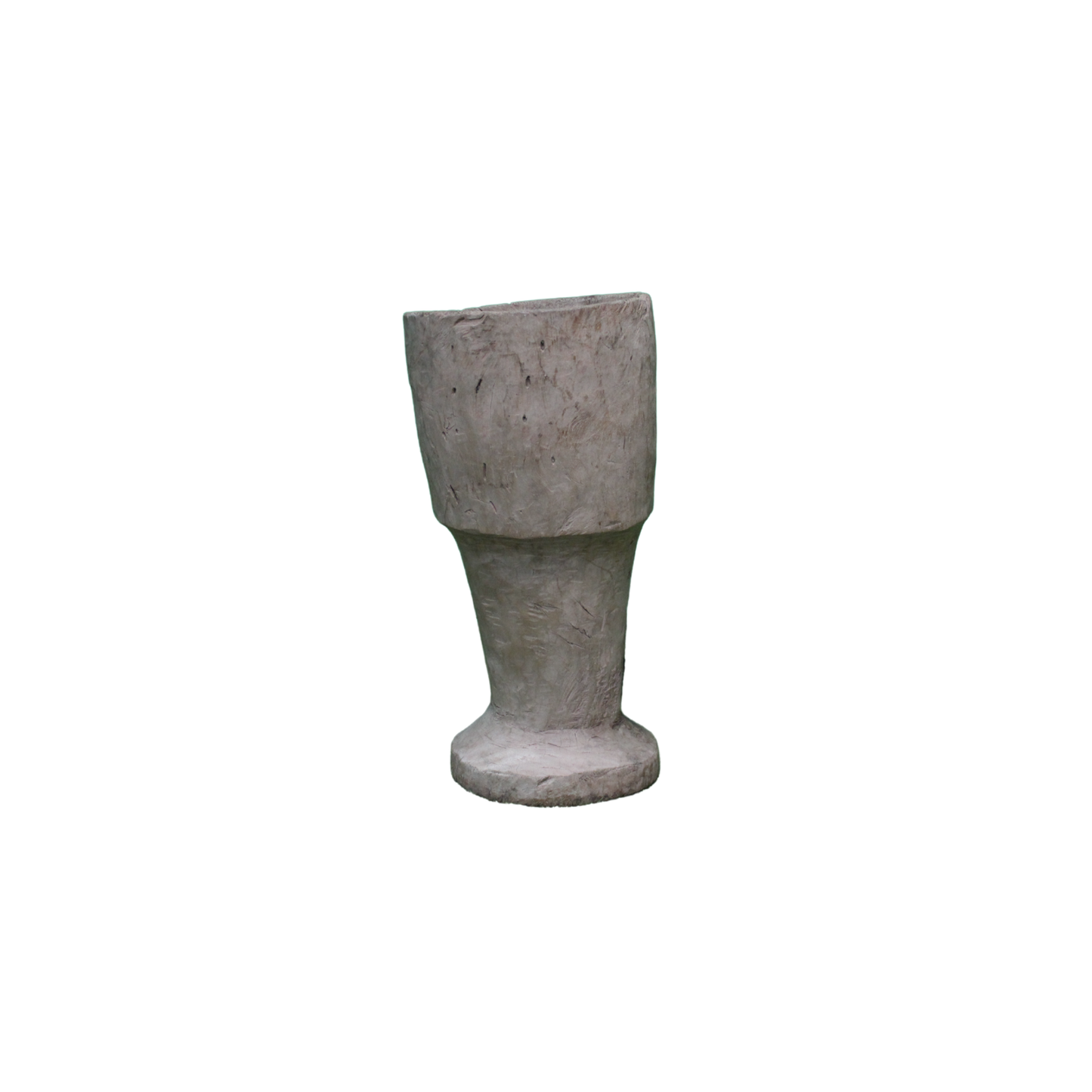 Inject some personality into your home decor with this big, old-fashioned wooden mortar that adds a touch of authenticity and charm.