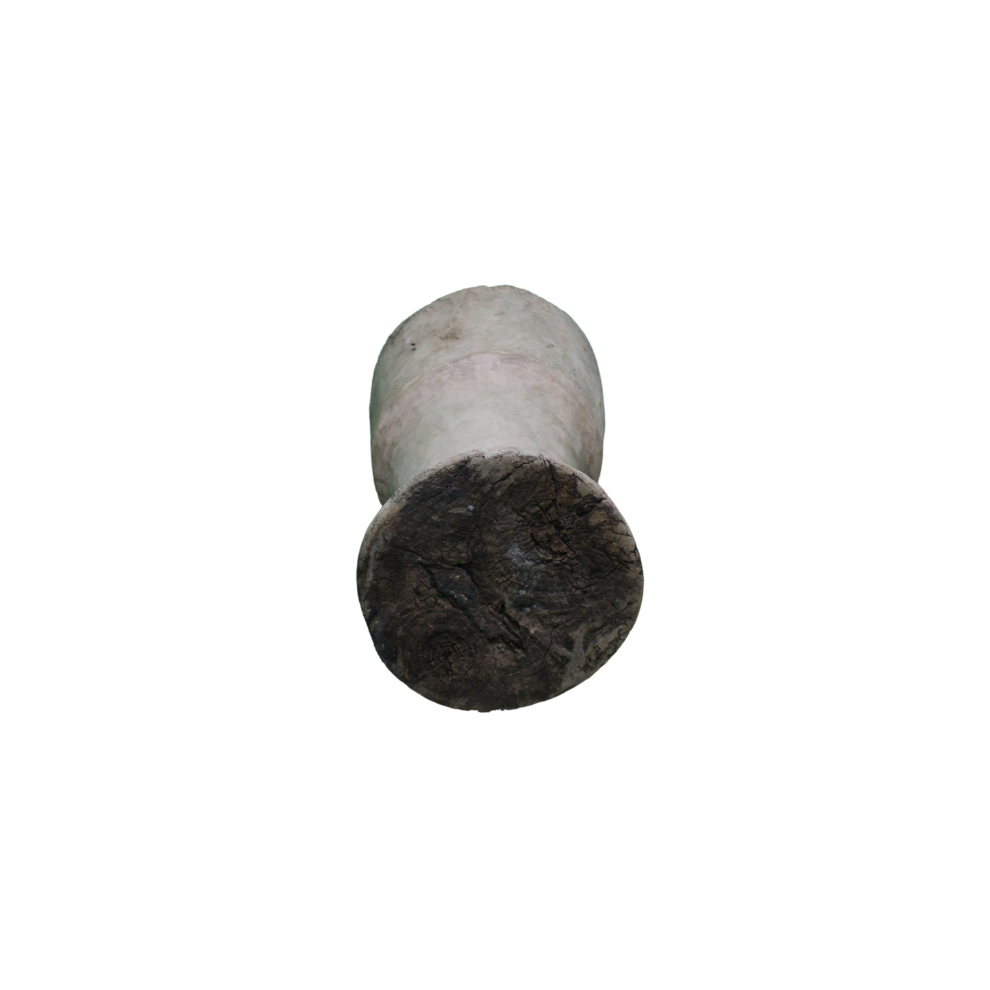 Inject some personality into your home decor with this big, old-fashioned wooden mortar that adds a touch of authenticity and charm.