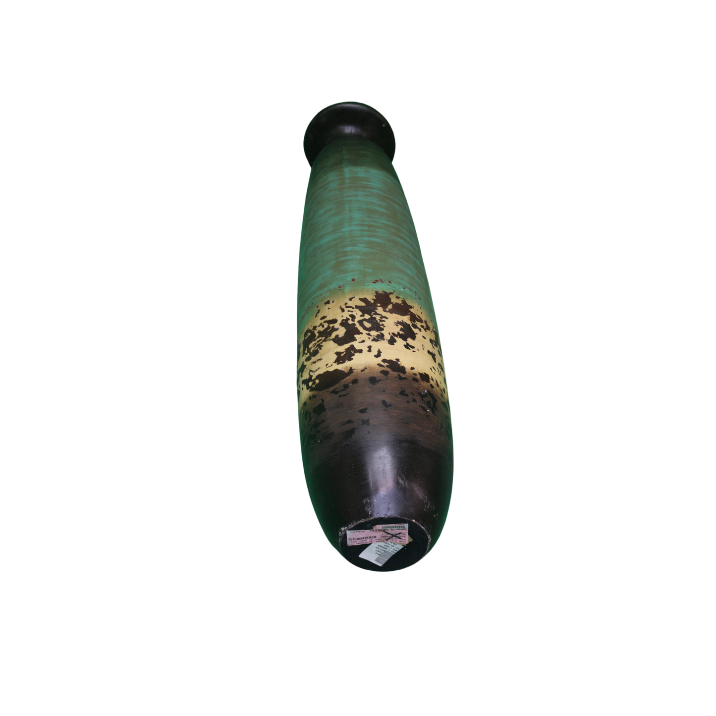 This Large Ceramic Vase in Teal, brown and Beige comes with an Iron Stand (included at no extra charge).