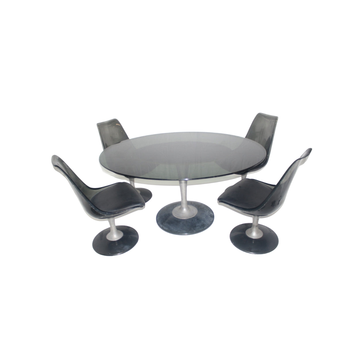 Smoked_Acrylic_Table_and_Leather_Chairs_Set_of_4moked_Acrylic_and_Leather_Chairs_Set_of_4