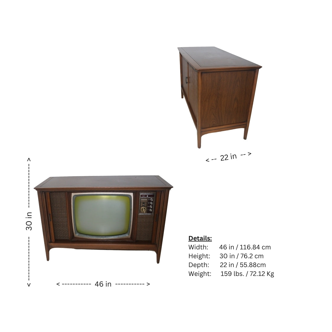 This Mid-Century Magnavox TV Console with Tambour Wood Doors is an eye catcher and a great conversation starter. Circa Mid 20th Century is very well preserved
