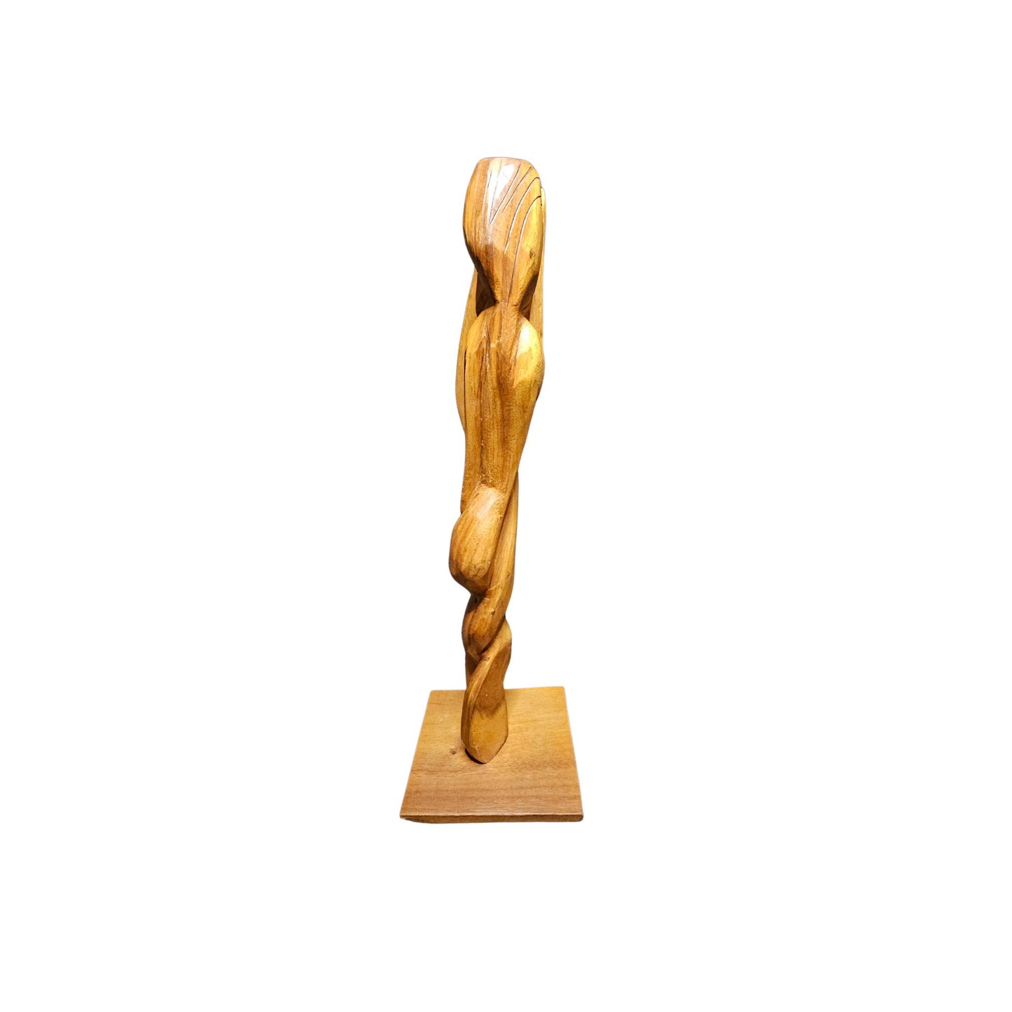 A stunning sculpture of a female figure hand-carved from precious wood in the midcentury style.
