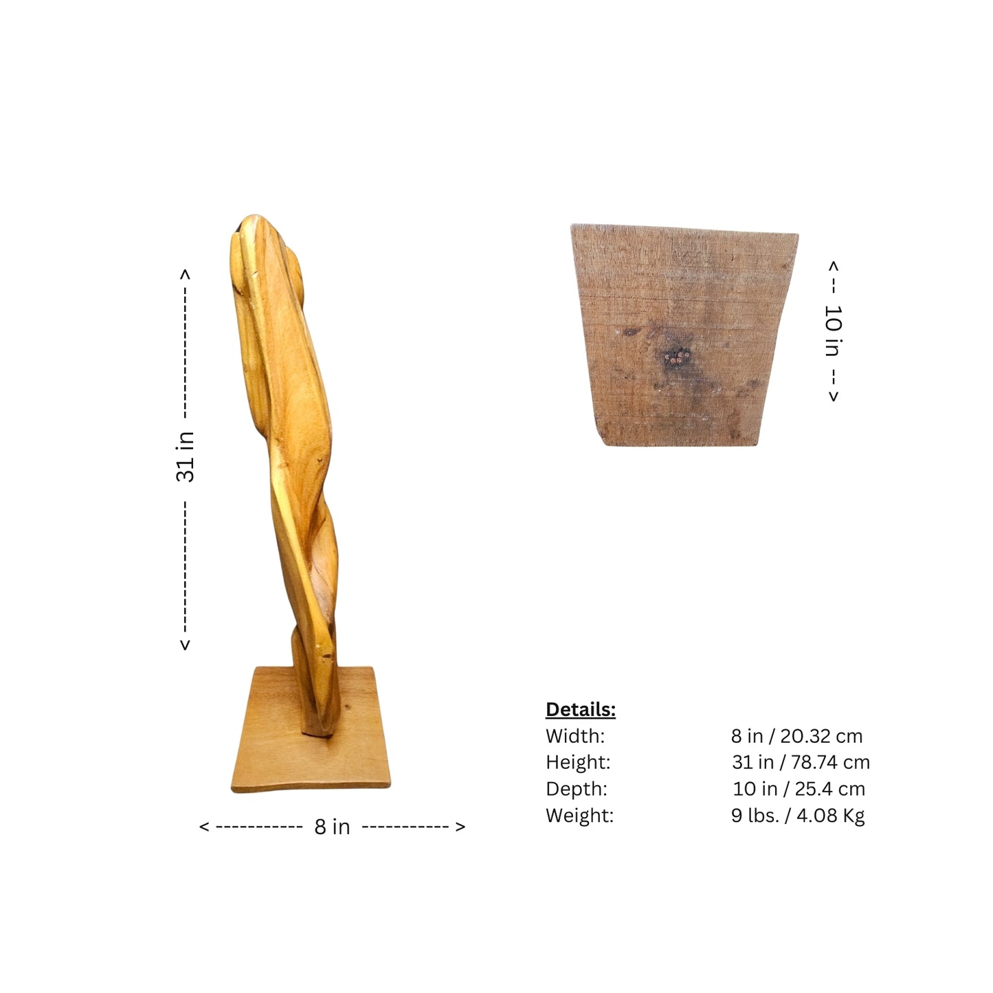 A stunning sculpture of a female figure hand-carved from precious wood in the midcentury style.