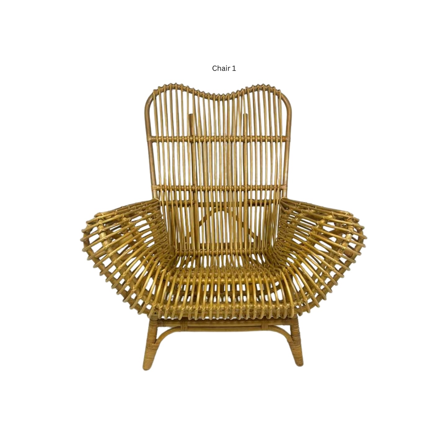 Front view of an Ibolili rattan chair with round backrest on white background