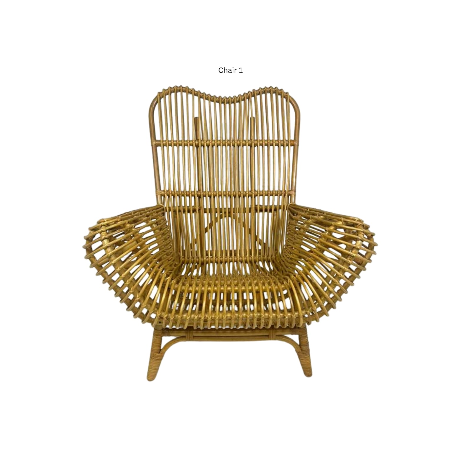 Front view of an Ibolili rattan chair with round backrest on white background