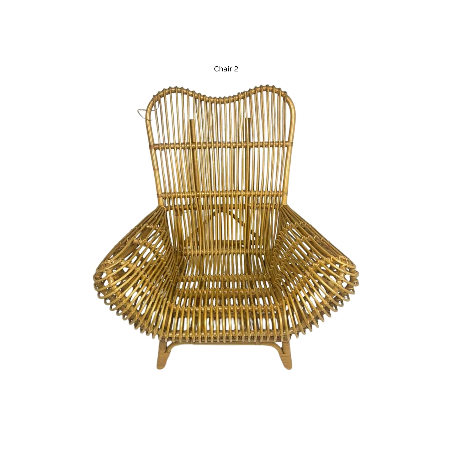 Front view of the an Ibolili rattan chair with round backrest on white background