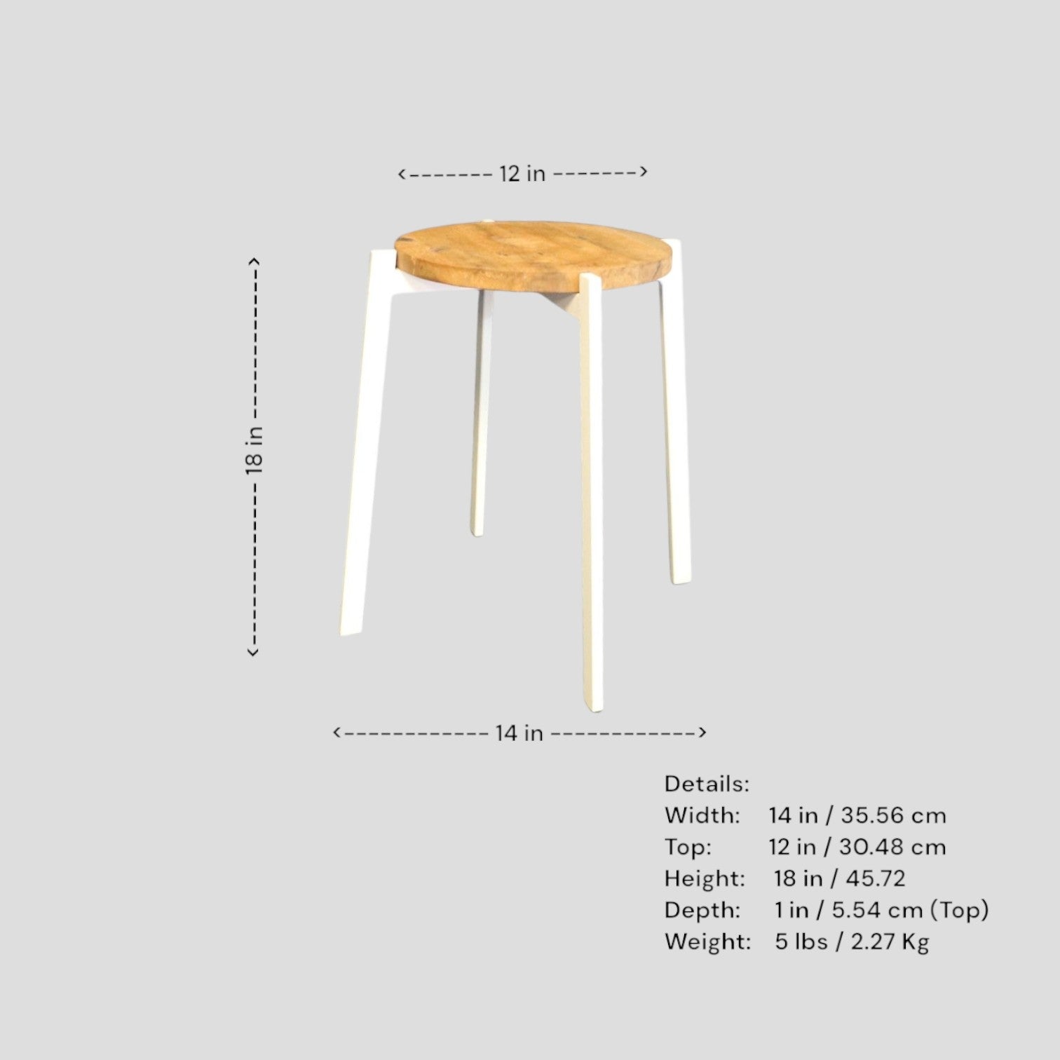 Retro 1970s round side table with iron legs and wood top.