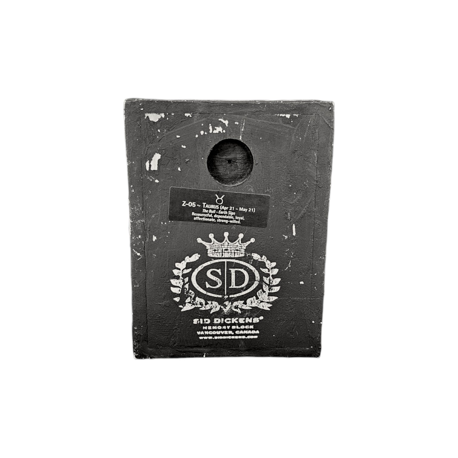 This Sid Dickens memory block is dedicated to the steadfast and determined Taurus (Z-05).