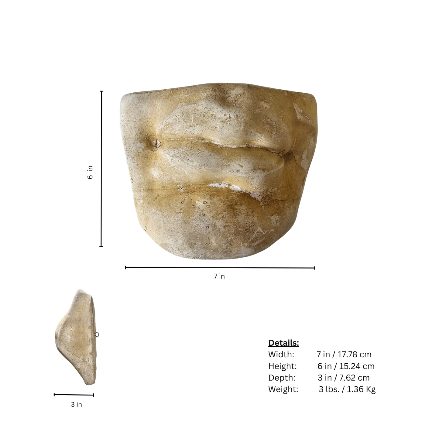 page of measurements Roman-style mouth sculpture