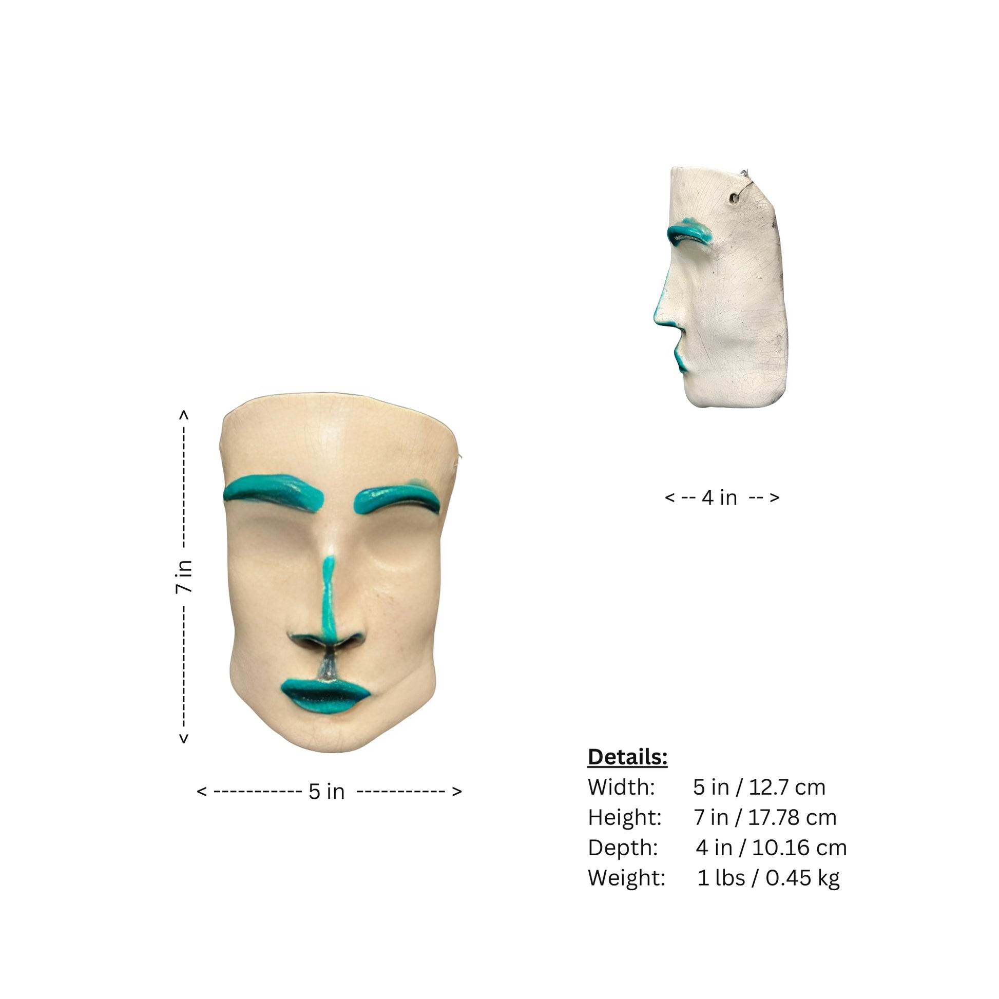 Experience the allure of the Mid Century with our Ceramic Face Sculpture featuring unique captivating green accents. This sophisticated piece evokes the elegance and beauty of the era, adding a touch of chic luxury to any space. Elevate your home decor with this unique and timeless work of art.

Ceramic face sculpture with green features