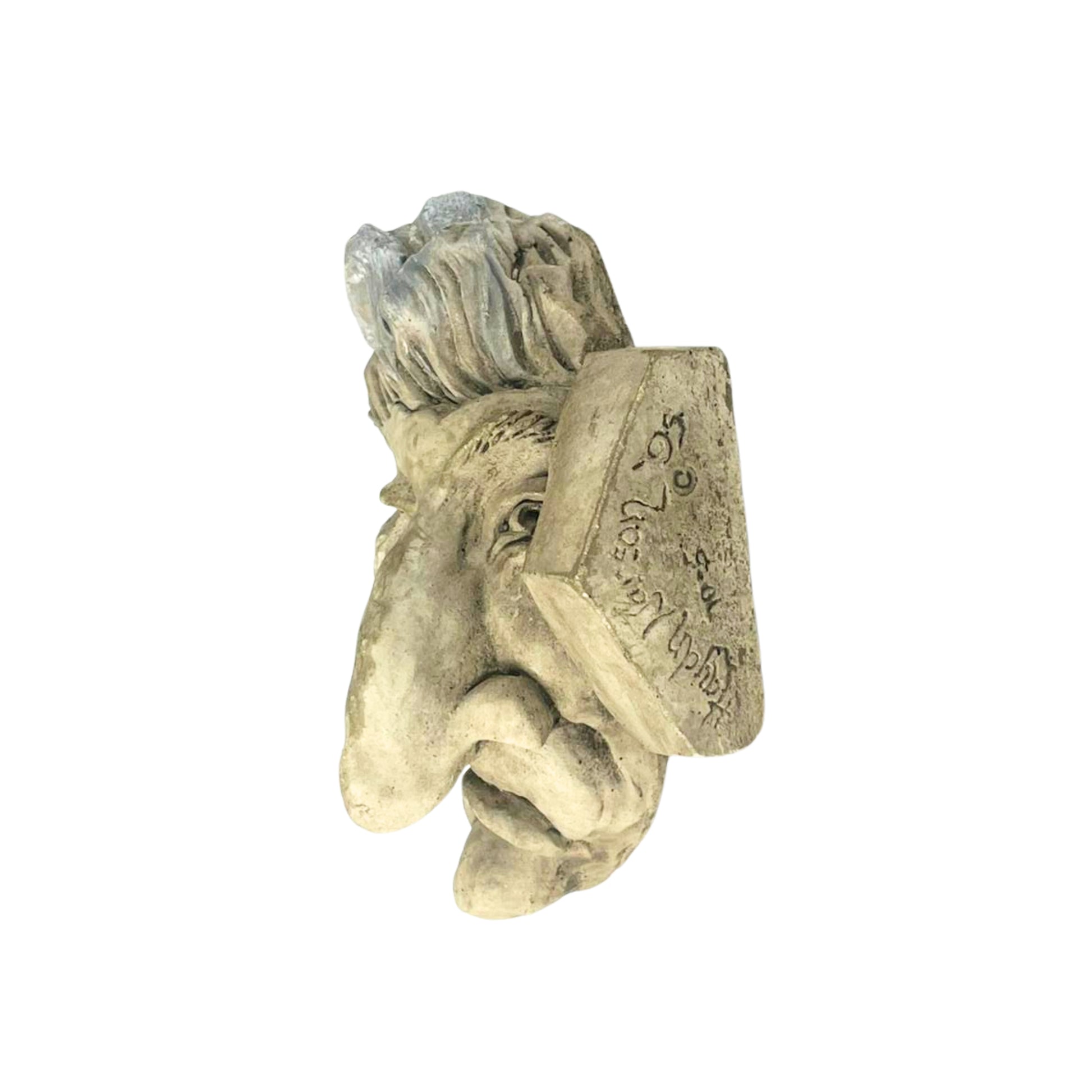 Side view of a decorative wall plate inspired by 'Between a Rock and a Hard Place' on a white background