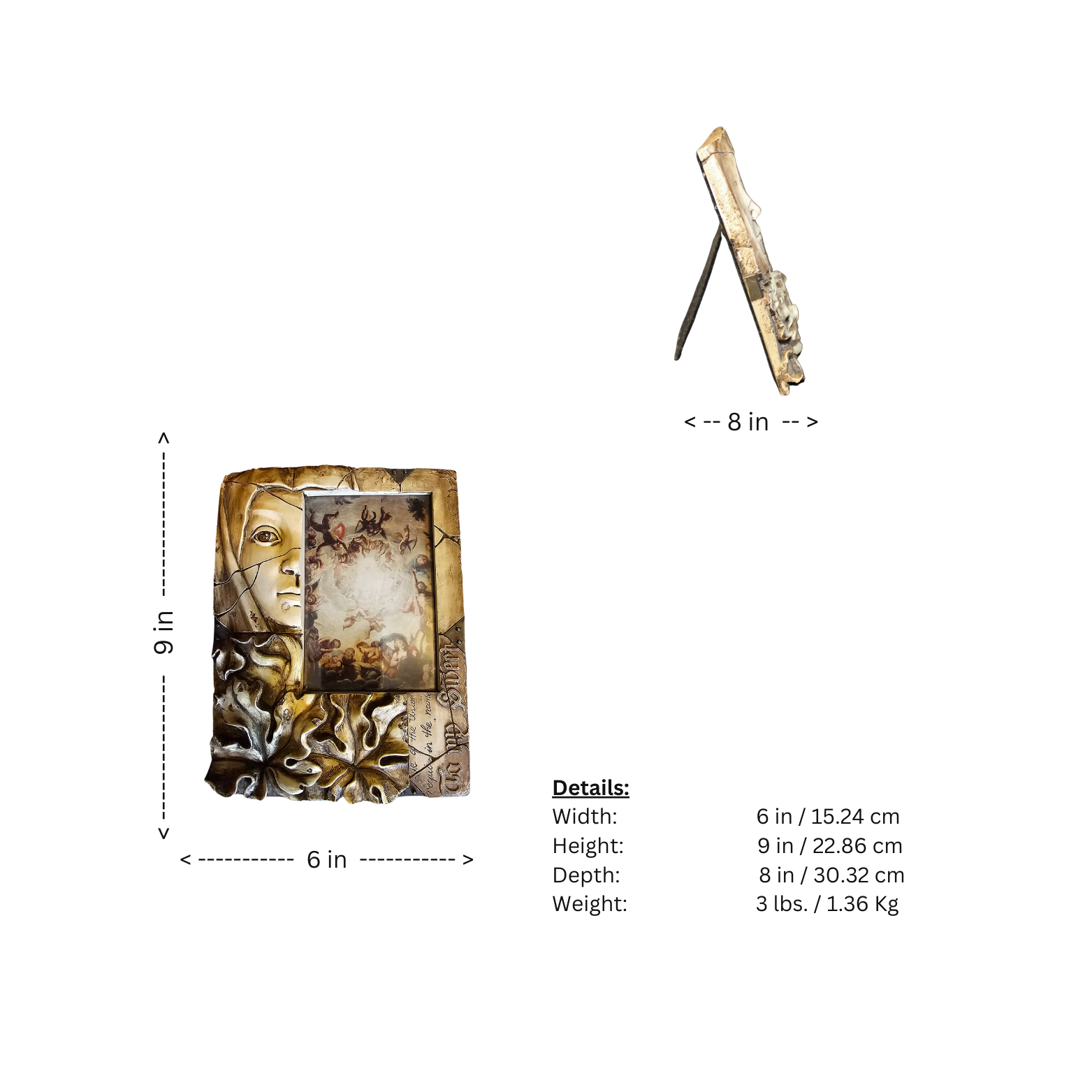 This photo frame has a vintage flair, inspired by the quirky style of Sid Dickens.