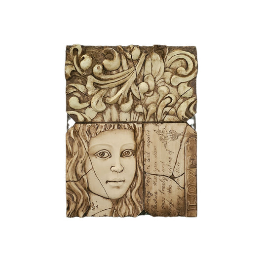 Get ready to fall in love with Sid Dickens' inspired "Maiden Love" wall plaque, featuring a Renaissance twist. Don't miss out on this playful piece that will add a quirky touch to any wall