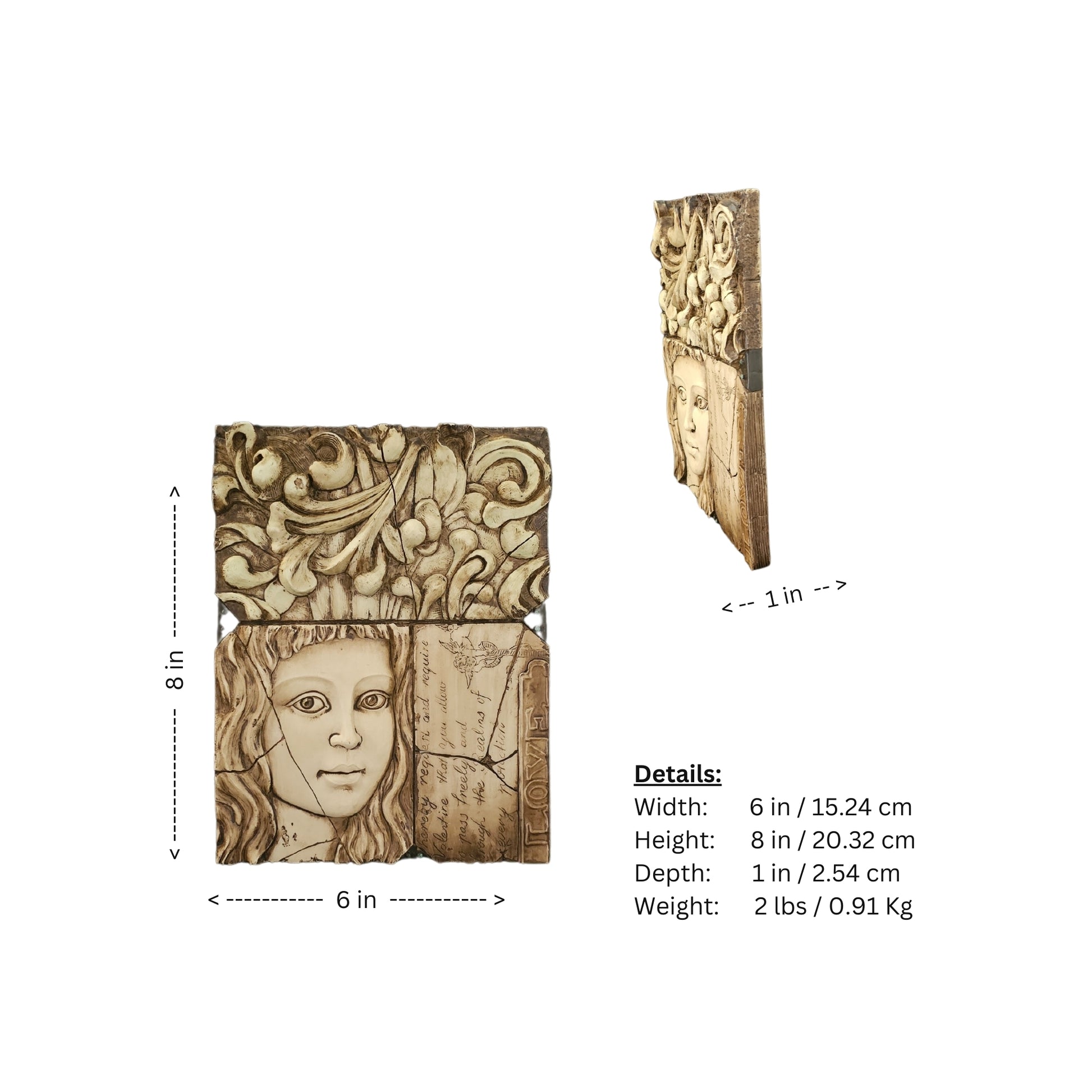 Get ready to fall in love with Sid Dickens' inspired "Maiden Love" wall plaque, featuring a Renaissance twist. Don't miss out on this playful piece that will add a quirky touch to any wall