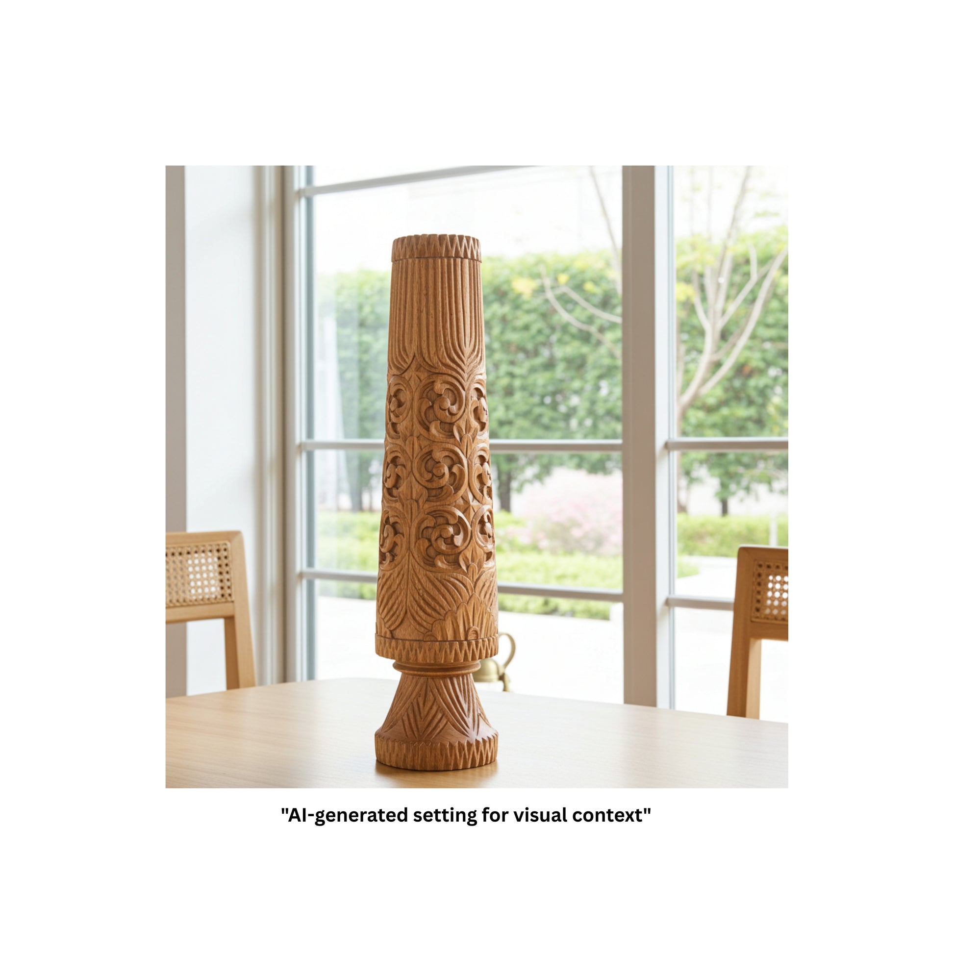 Decorative vase on a table with a blurred background
