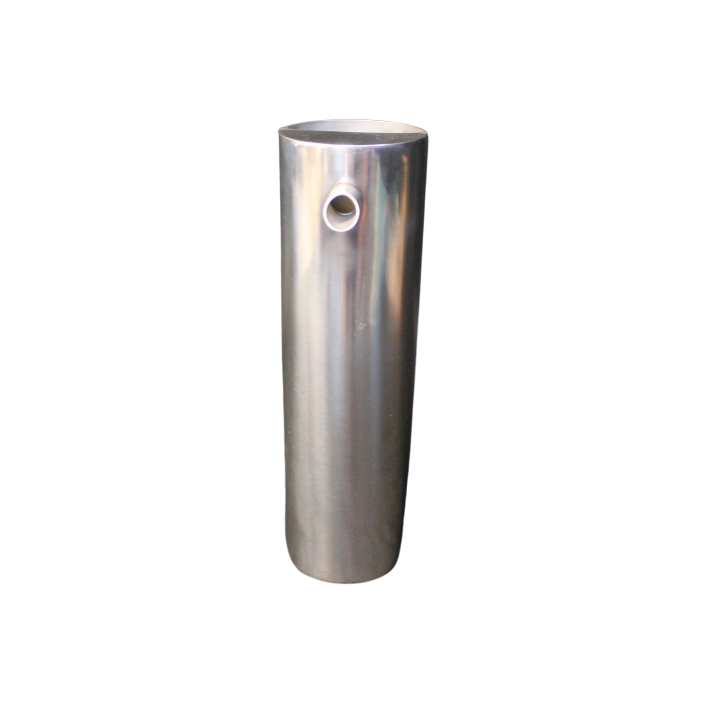 Front view stainless steel pitcher on a white background