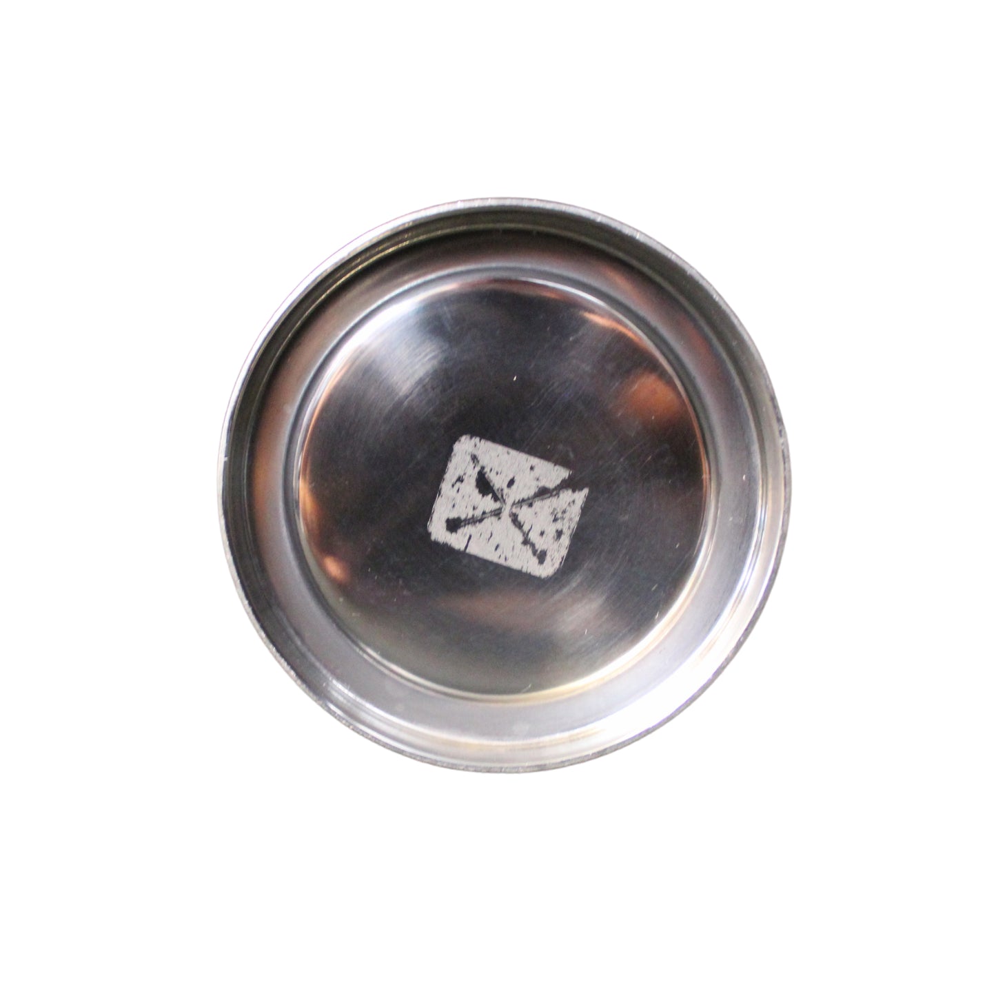 Front the bottom of view stainless steel pitcher on a white background