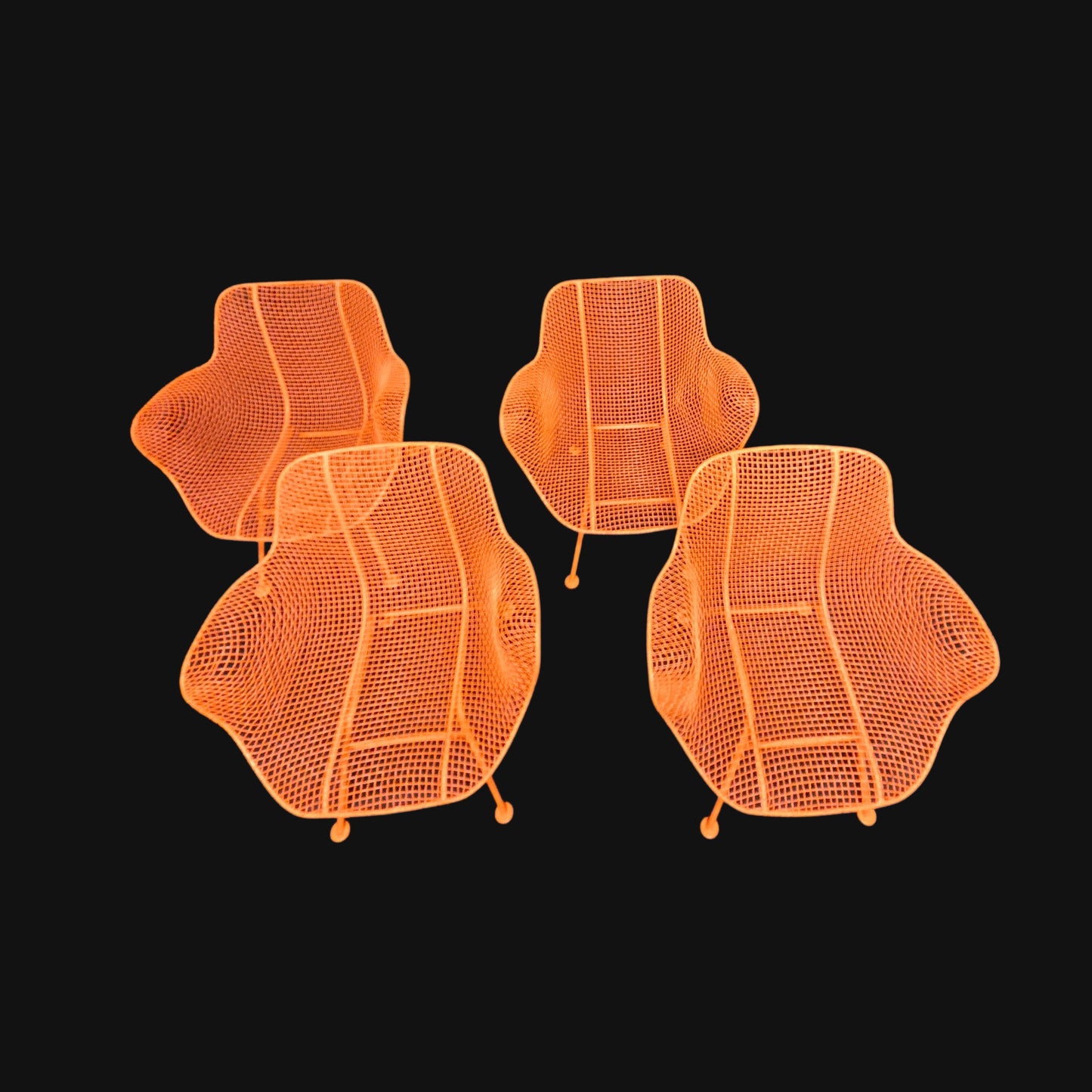Woodard Sculptura Wrought Iron Orange Patio Set- 5 Pieces
