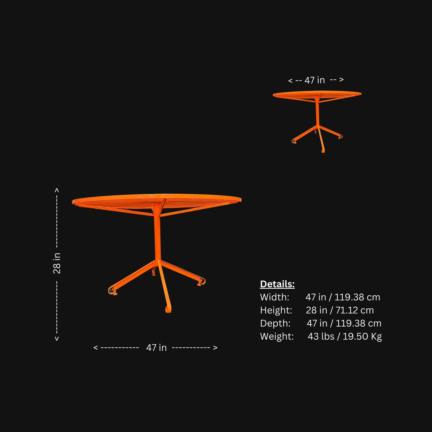 Woodard Sculptura Wrought Iron Orange Patio Set- 5 Pieces