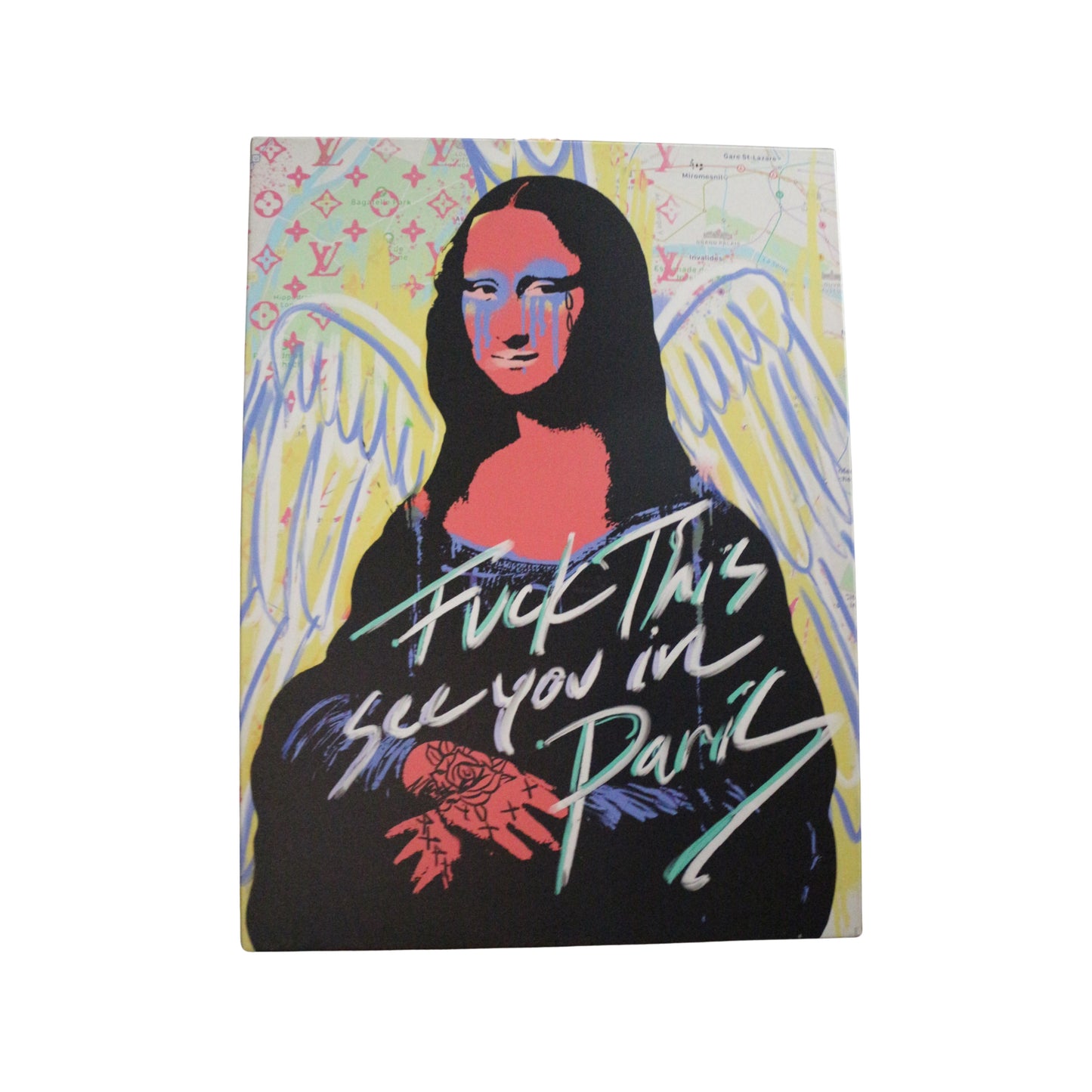 Urban Monalisa's "Fuck This" Canvas is a quirky, mass-produced piece that's rare and hard to come by in an urban style.