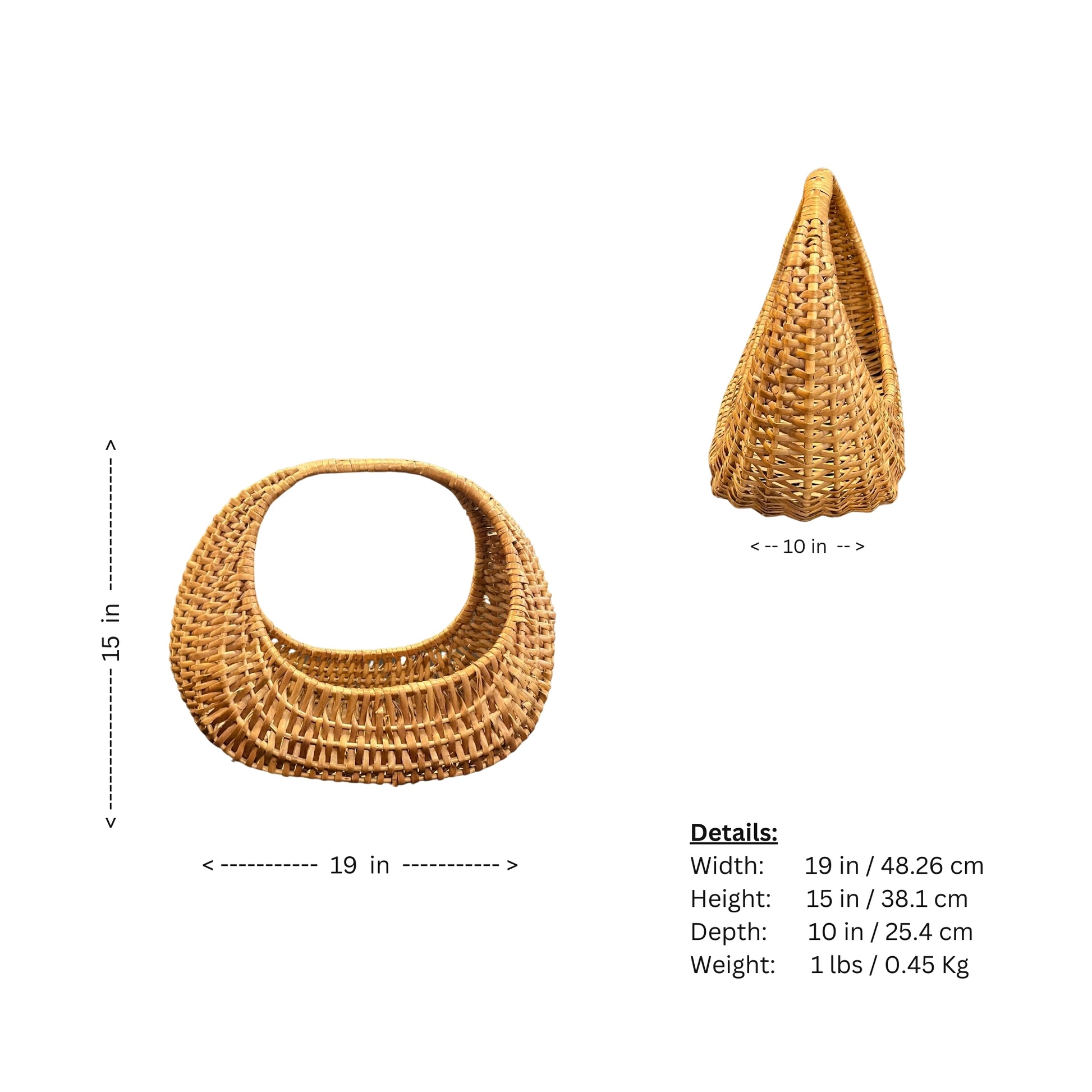 Elevate your home organization game with our Natural Vintage Half Moon Rattan-Wicker Large Basket. Handcrafted with natural materials, this charming basket adds a touch of rustic elegance to any room. Perfect for storing blankets, magazines, or toys, it's a beautiful and functional addition to your space.